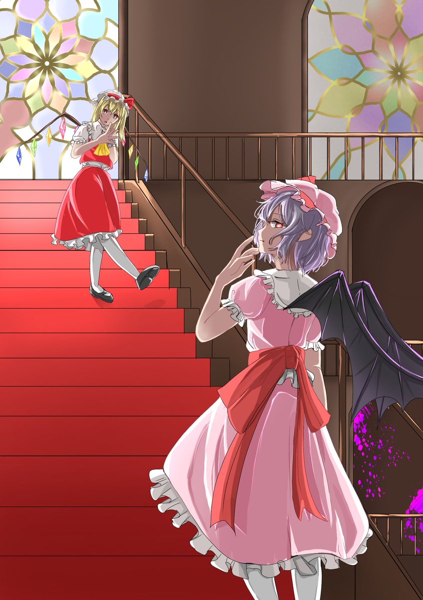 tsuna_tsuna__a's tweet photo. #東方  #東方Project  #イラスト
 #デジタルイラスト  
#フランドール・スカーレット 
#レミリア・スカーレット https://t.co/jkgcYXfiDz