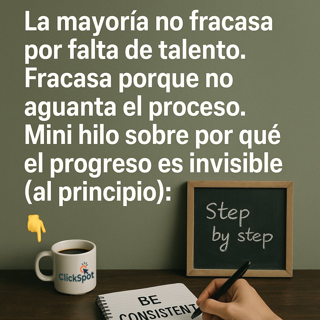 Duckman_72's tweet photo. 🧵
La mayoría no fracasa por falta de talento.
Fracasa porque no aguanta el proceso.
Mini hilo sobre por qué el progreso es invisible (al principio):
👇 (1/3)
#emprender #negocios #ventas #motivaciónemprendedora #ClickSpot https://t.co/Vvw7NqagyC