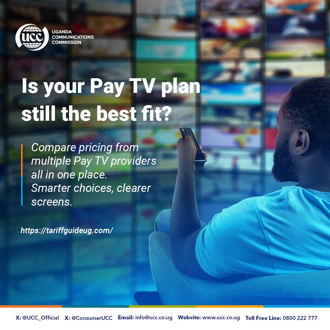 ConsumerUCC's tweet image. Stay ahead of the bill! compare pay Tv prices and pick the best feal
#tariffguideug
#SaveBig
#SmarterChoices
#PromotingAnInclusiveDigitalEconomy

@UCC_Official @IBbossa @UgCERT