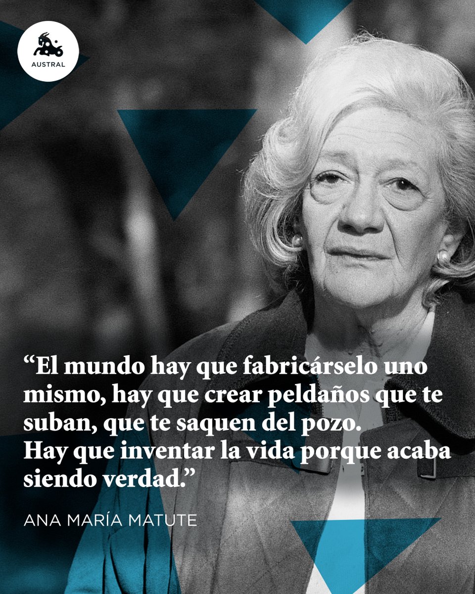 Austral_ed's tweet image. “El mundo hay que fabricárselo uno mismo, hay que crear peldaños que te suban, que te saquen del pozo. Hay que inventar la vida porque acaba siendo verdad.” Ana María Matute
shorturl.at/dOOHw