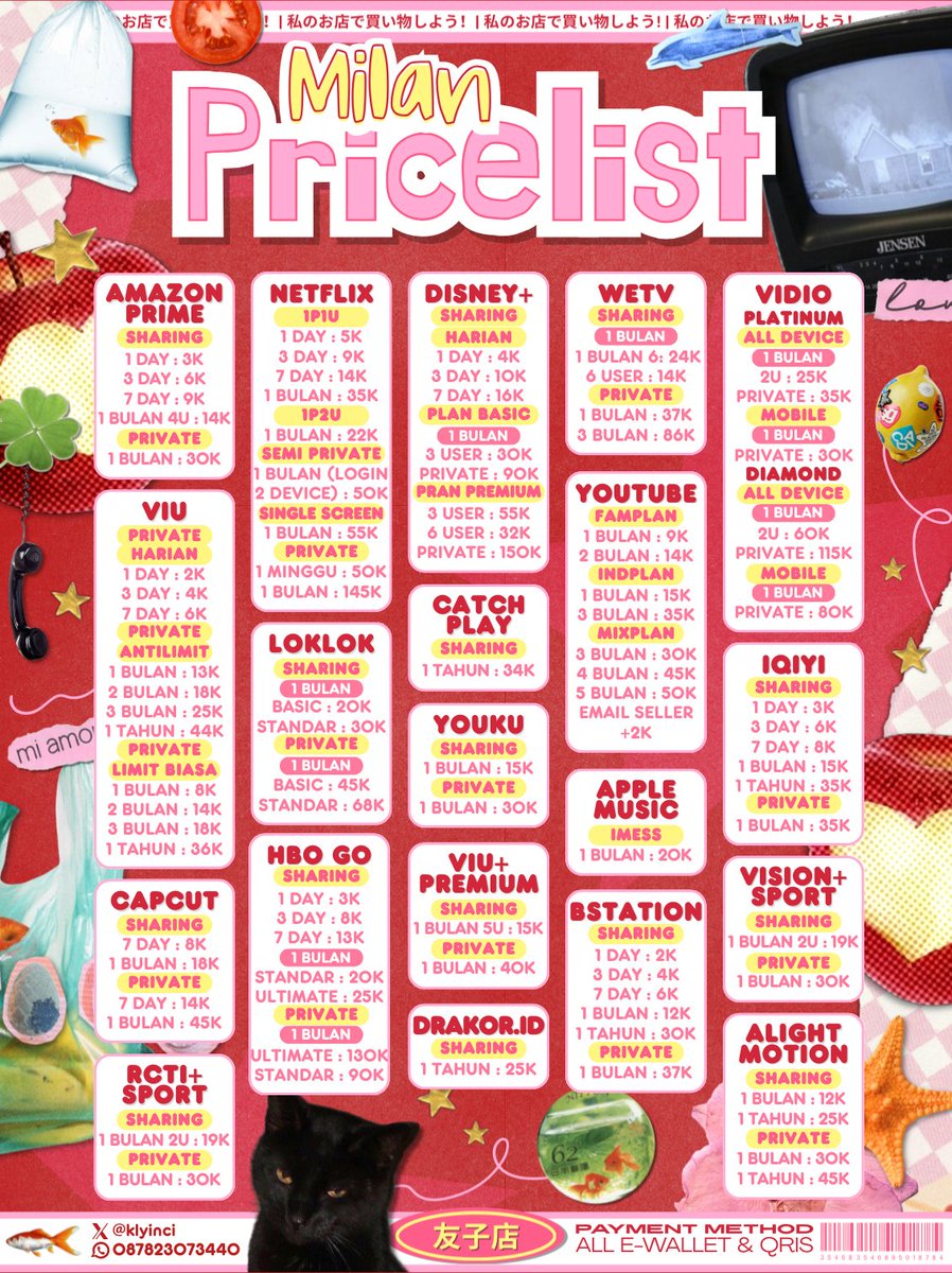 runtuxt's tweet image. WTS JUAL APLIKASI PREMIUM NEED MAU BELI CARI APLIKASI HARIAN BULANAN COPAS MURAH FULL GARANSI TRUSTED 
 
NETFLIX VIU DISNEY YOUTUBE WETV YOUKU LOKLOK IQIYI CANVA AMAZON PRIME CAPCUT HBO MAX WETV DAZZCAM
 
— wa : tinyurl.com/milan-wa
#zonauang 0191