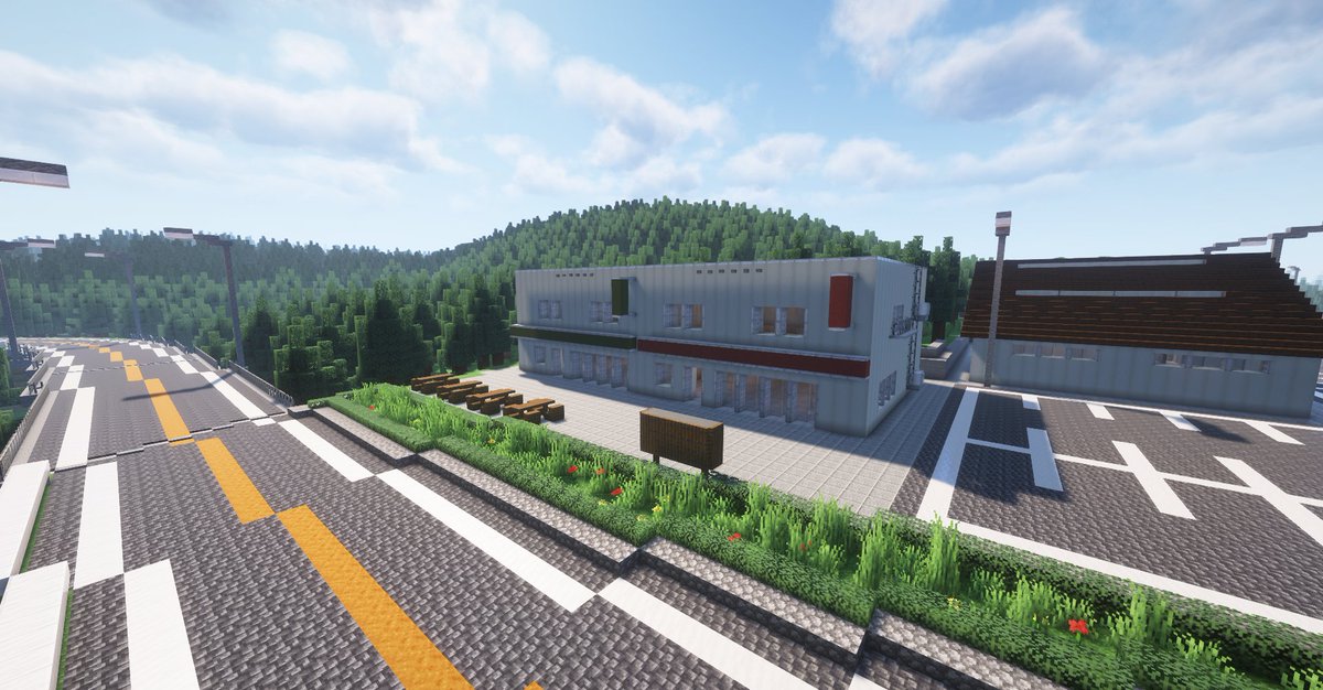 海岸沿いに道路を整備しました。その３
さらに延長し商店も建てました。
#マイクラ建築　#マイクラ　#マインクラフト　
#Minecraft