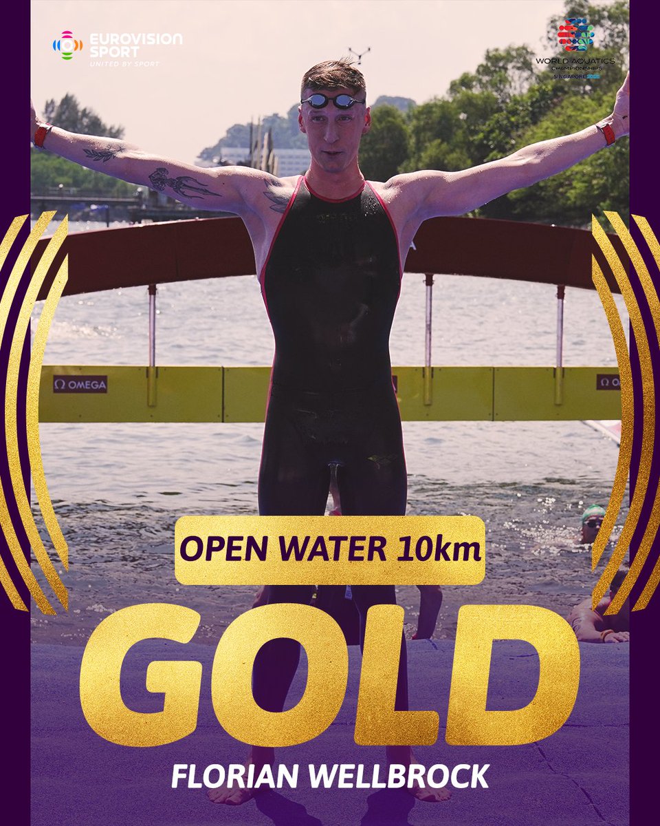 🇩🇪 Florian Wellbrock wins his 3rd World Championship title in the 10 km Open Water in Singapore!

Herzlichen Glückwunsch, Florian! 🎉

📱💻 Watch his victory on demand now on Eurovision Sport!
