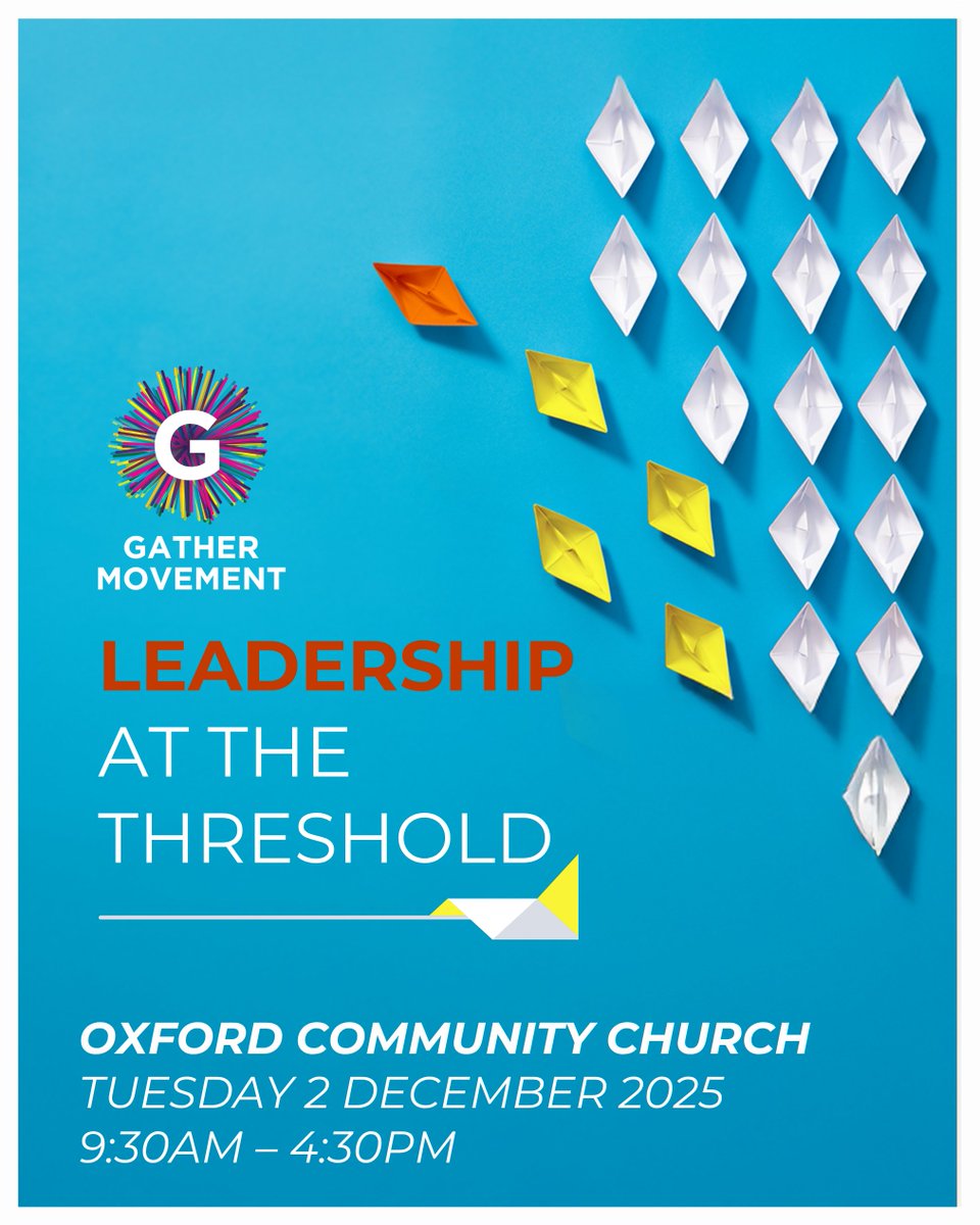 ANNOUNCING... Leadership at the Threshold
📍 Oxford Community Church
🗓️ Tuesday 2 December 2025
⏰ 9:30am – 4:30pm

For leaders shaping unity and transformation in our towns and cities
 
Cost: £39 (includes lunch and refreshments)
Book Now
bit.ly/LEADThresh2025
