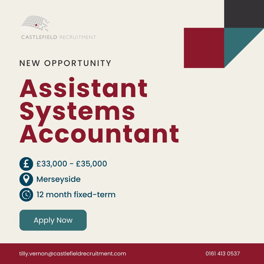 Castlefield Recruitment are working with a reputable social housing organisation to recruit a Assistant Systems Accountant to join their team. 

To apply for the role directly, click on the link👉 castlefieldrecruitment.com/vacancies/vaca… 

#socialhousingjobs #publicsectorfinance