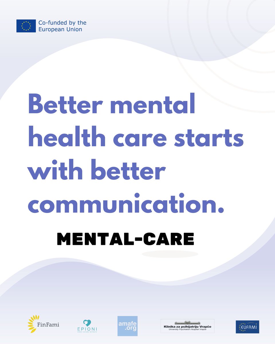 🧠💙 Mental health is a team effort — and every voice matters.

The Erasmus+ MENTAL-CARE project connects service users, professionals &amp; caregivers to improve support across Europe.

Let’s break stigma &amp; build bridges together! 🌍
#MentalCare #ErasmusPlus #MentalHealth