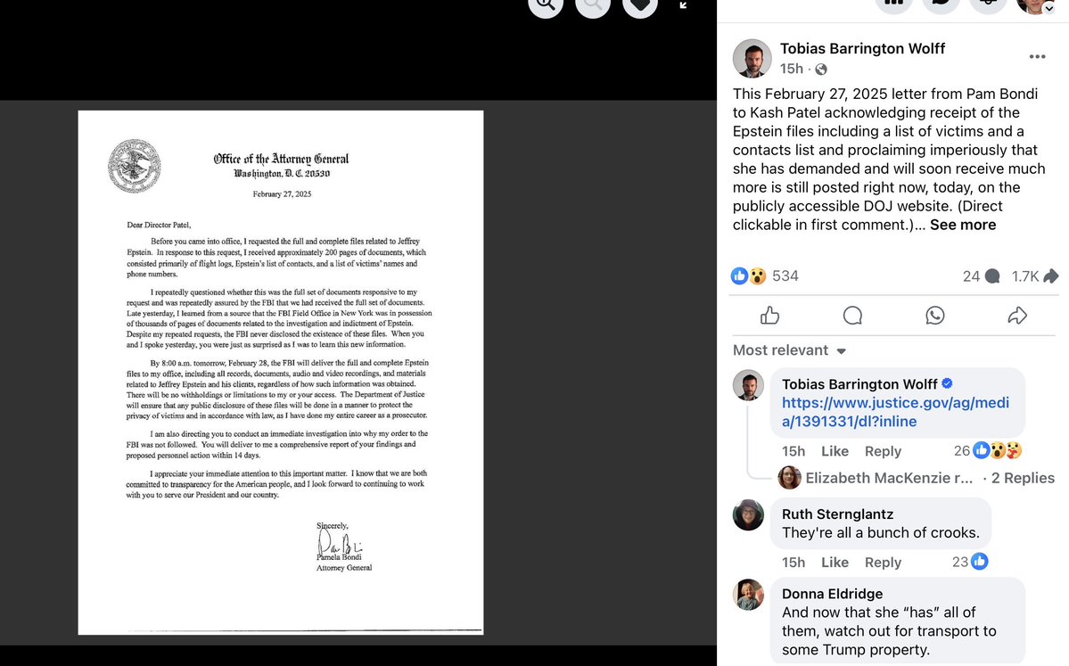 EvanHandler's tweet image. Perhaps just a bit pertinent to the conversation, no?
#MAGA #EpsteinFiles #EpsteinClientList
justice.gov/ag/media/13913…