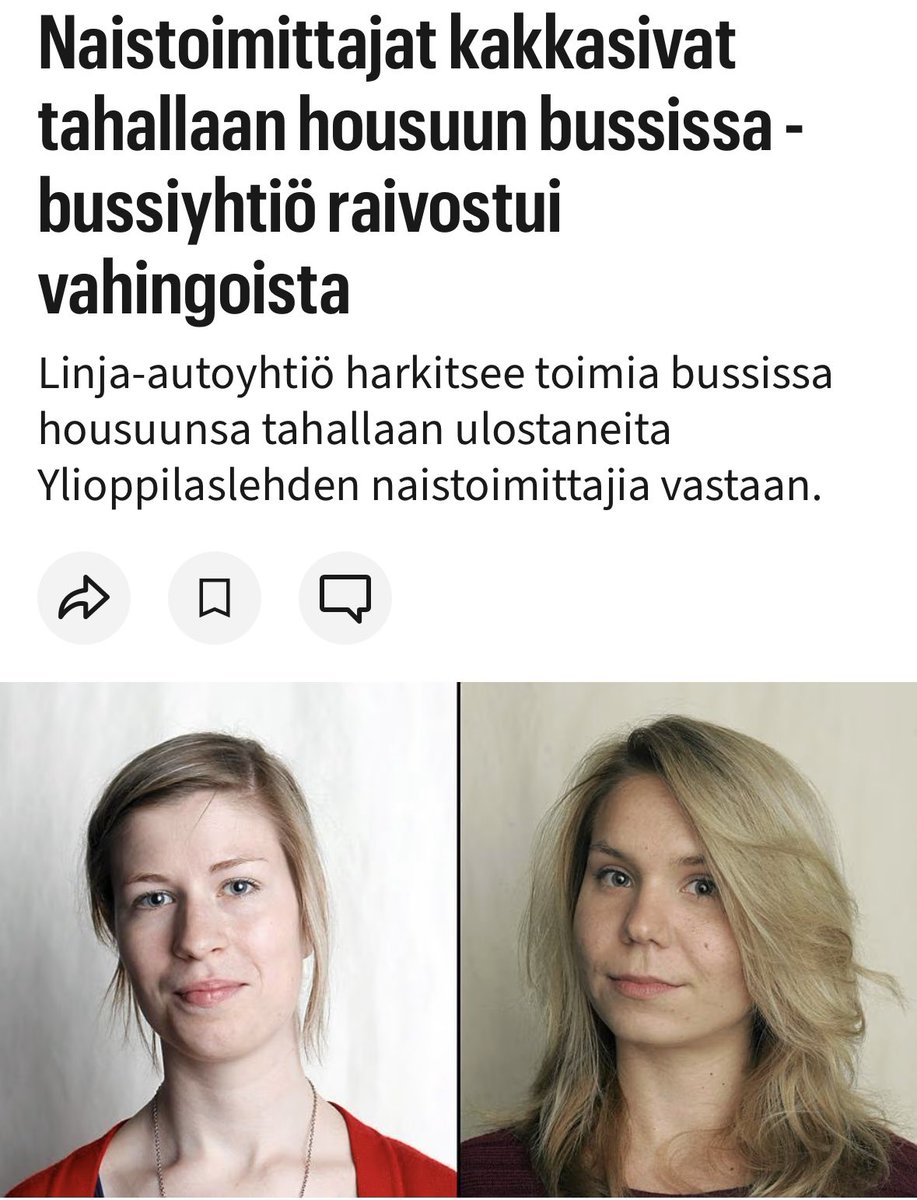 JethroRostedt's tweet image. Mitä kuuluu heille nyt?
Naistoimittajat Vappu Kaarenoja ja Aurora Rämö paskansivat housuihinsa bussissa. Vappu sai ”lastin” tulemaan ensin, hieman kovemmalla mahalla liikkeellä ollut Aurora onnistui loppujen lopuksi myös. Paska haisee ja banjot soi, totesi bussiyhtiön pomo!