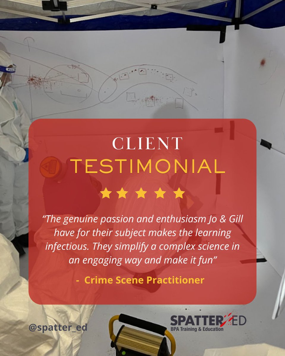 This feedback captures exactly what we aim for at Spattered.

That's the power of learning from practitioners who live and breathe this science daily.

Discover our range of courses: spattered.co.uk

#spatterchatter #BPAdogblog #forensicscience #bloodstainpatternanalysis