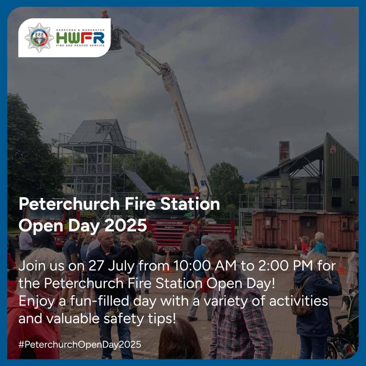 🚒 Looking for a fun and informative day out? Come along to the Peterchurch Fire Station Open Day on 27 July from 10 AM to 2 PM! We’d love to see you there! 🥳 hwfire.org.uk/events/event/p…
 
#HWFRS #Peterchurch #Herefordshire