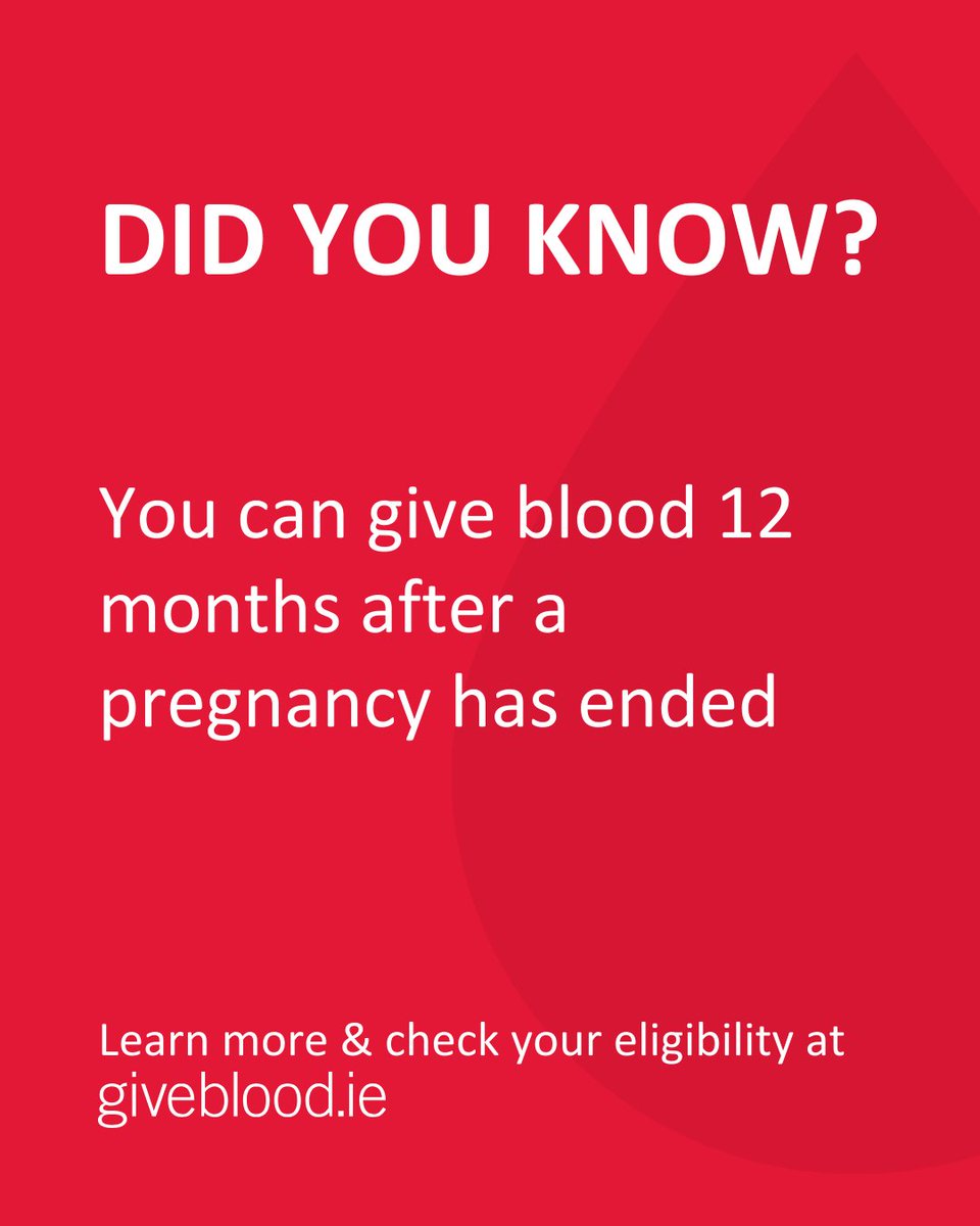 Giveblood_ie's tweet image. When you are pregnant and for several months after, baby’s DNA is mixed up in your blood! That is one of the reasons why you cannot give blood if you are pregnant and for 12 months after a pregnancy.
We would love to see you all again to #MakeAComeback when you're ready!