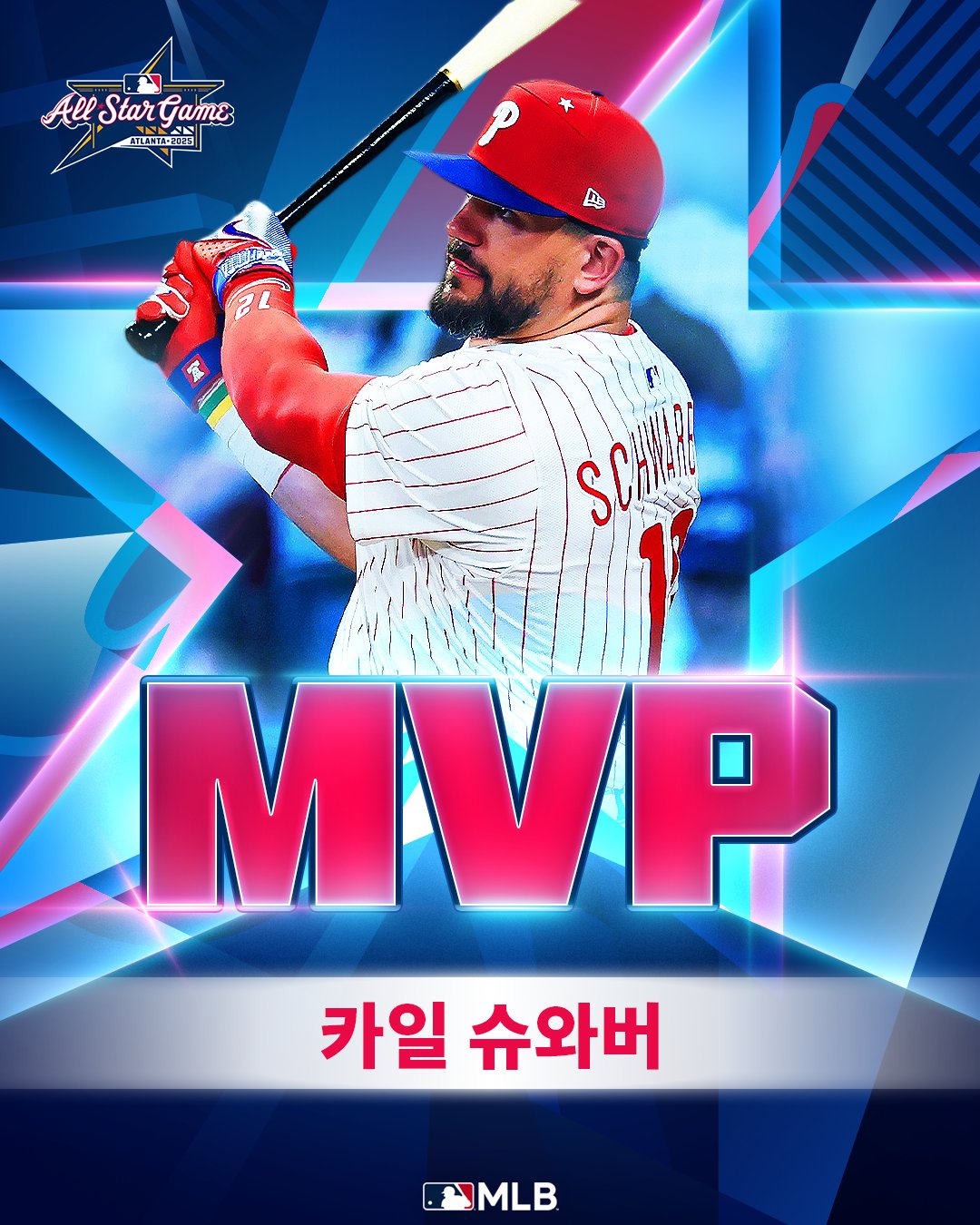 MLB Korea on X: "스윙, 3홈런 ???? 압도적인 파워로 NL 올스타의 승리를 이끈 카일 슈와버 그가 2025 MLB 올스타전  MVP를 차지합니다✨ 카일 슈와버에게 축하를 전합니다! ???? #MLB #야구 #MLB올스타전  https://t.co/K1habp3mM0" / X