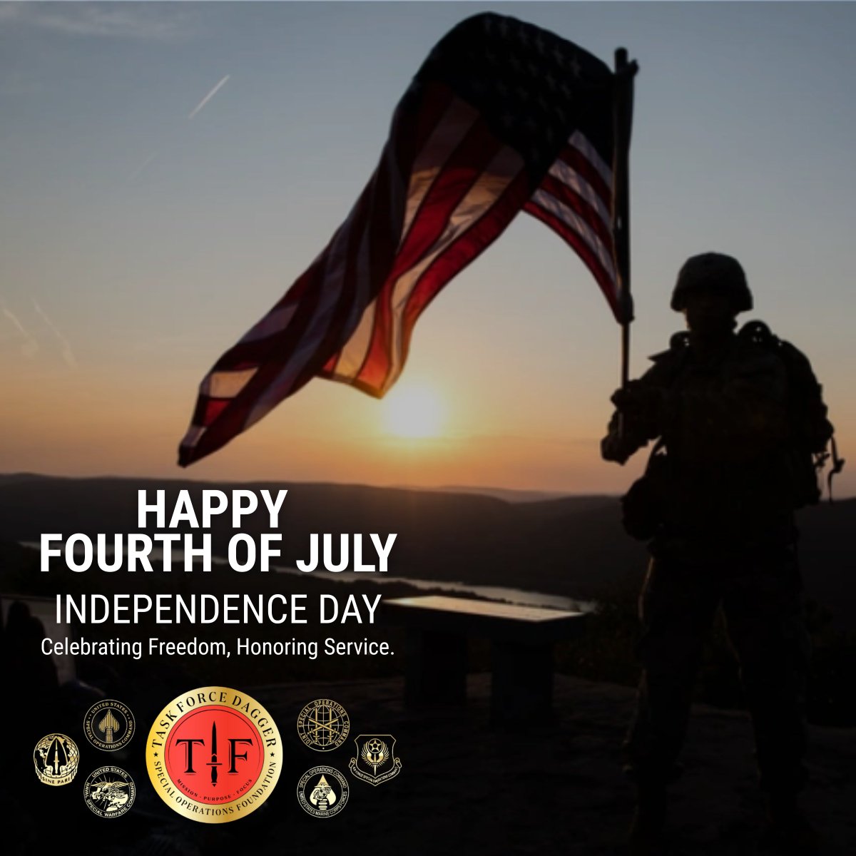 Happy Independence Day 🇺🇸
Today we honor the freedoms we celebrate—and the SOF warriors &amp; families who defend them.
Task Force Dagger is proud to stand with those who serve, past and present.
#SupportSOF #4thOfJuly #TaskForceDagger #IndependenceDay