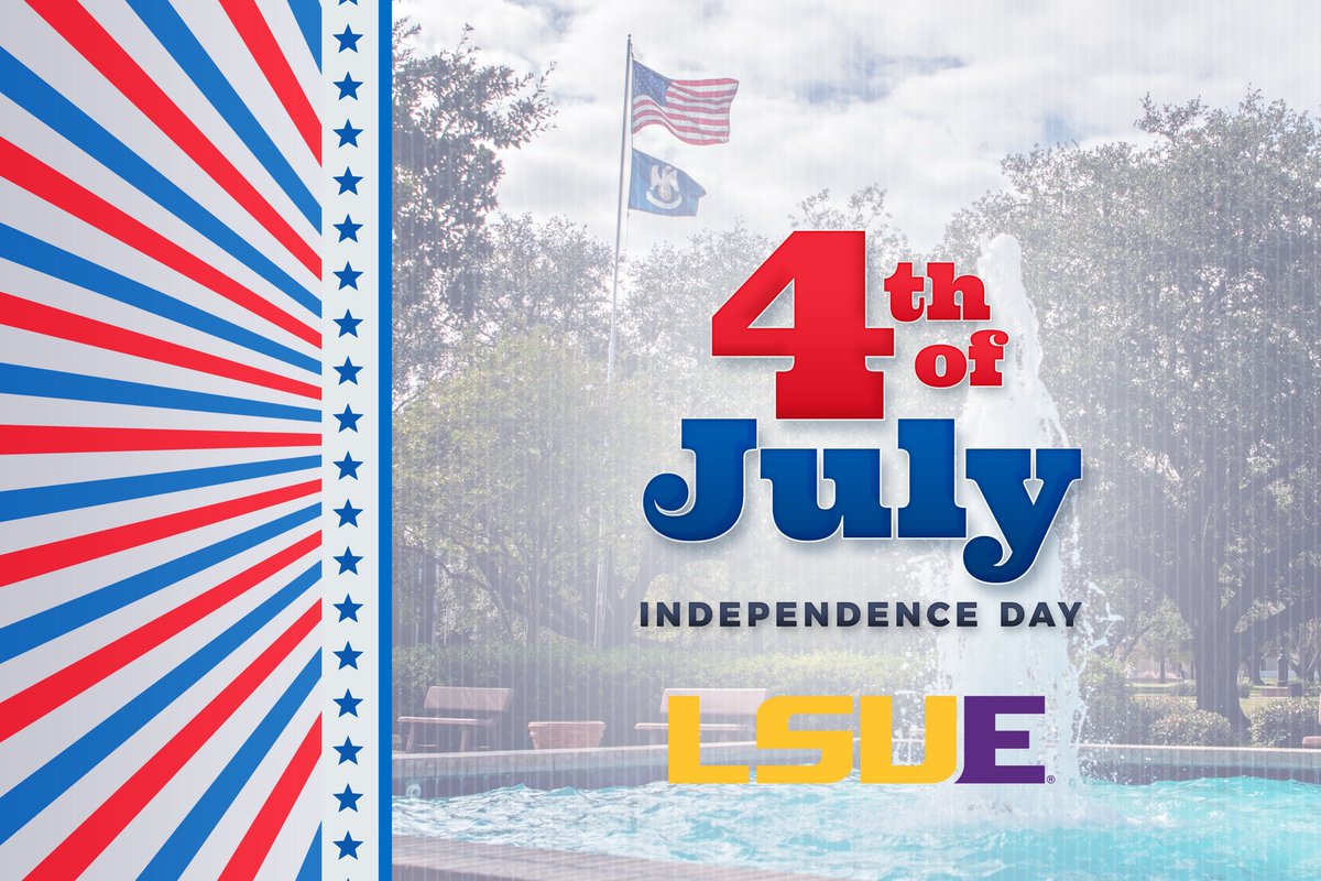 LSUEunice's tweet image. Today, we celebrate the freedom, resilience, and unity that define our great nation. As we honor the red, white, and blue, we’re proud to be part of a community that empowers students to chase their dreams and shape a brighter future.
Have a safe and joyful 4th of July, Bengals!