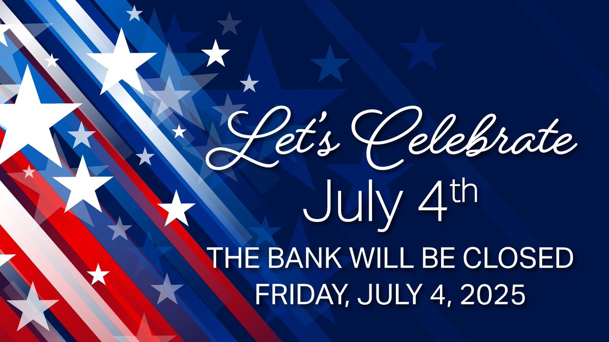 Citizens National Bank (@yourcnb) on Twitter photo Happy 4th of July from <a href="/YourCNB/">Citizens National Bank</a>!
Our Saturday Opened Branches will be open tomorrow, July 5.
We’ll resume normal banking hours on Monday, July 7.
Wishing you a safe and joyful Independence Day! ❤️🤍💙 Happy 4th of July from <a href="/YourCNB/">Citizens National Bank</a>!
Our Saturday Opened Branches will be open tomorrow, July 5.
We’ll resume normal banking hours on Monday, July 7.
Wishing you a safe and joyful Independence Day! ❤️🤍💙