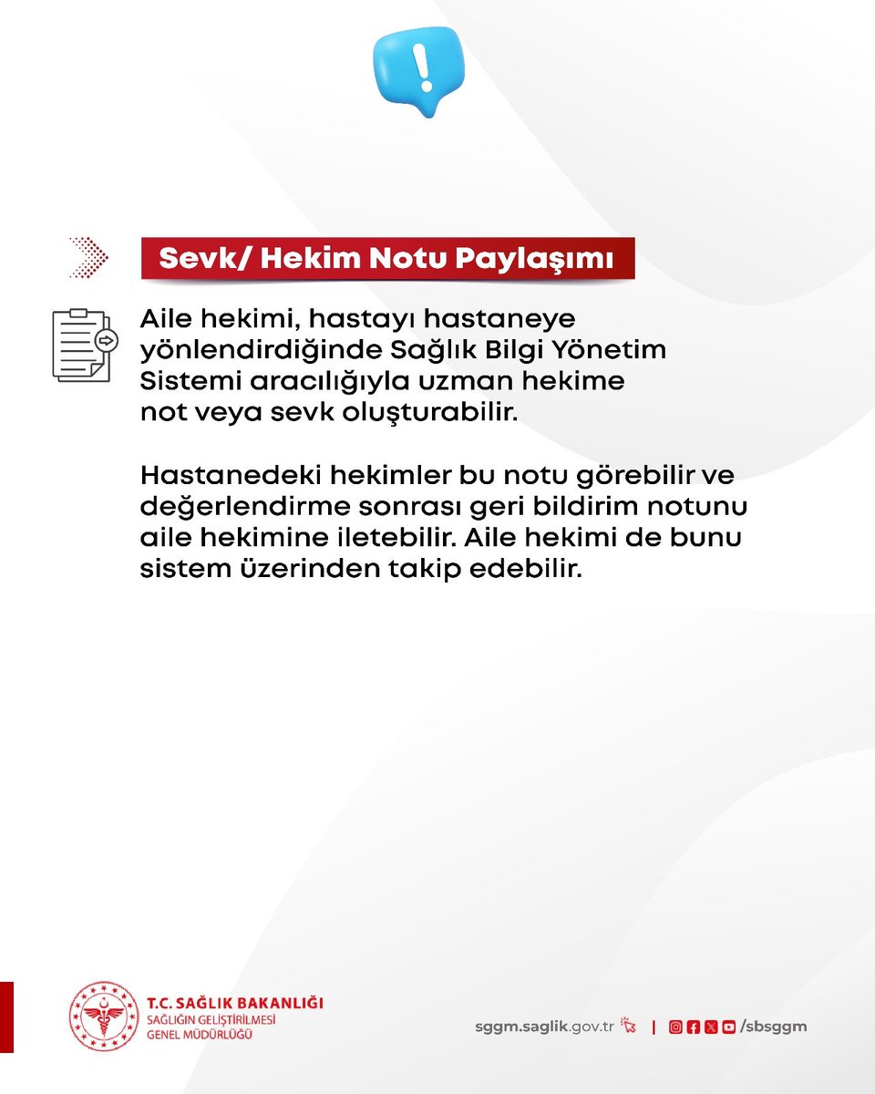 Aile hekimleri kendi birimine kayıtlı kişilere;
 
✅ MHRS üzerinden randevu oluşturabilir
✅ Hastanelerden tetkik isteyebilir
✅ Sevk ve geri bildirim notu ile paylaşım yapabilir.

#MHRS #AileHekimi