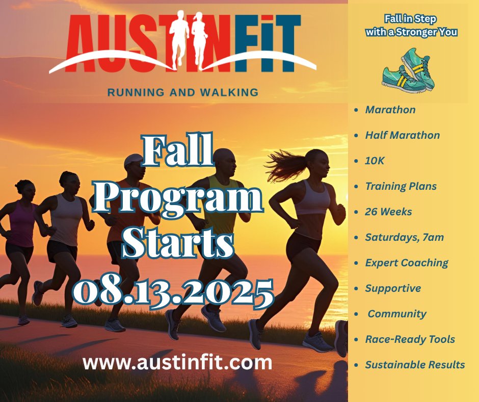 RunAustinFit's tweet image. 🍁 Fall 2025 Marathon Training Is Here! Early Bird Special. - mailchi.mp/austinfit/summ…