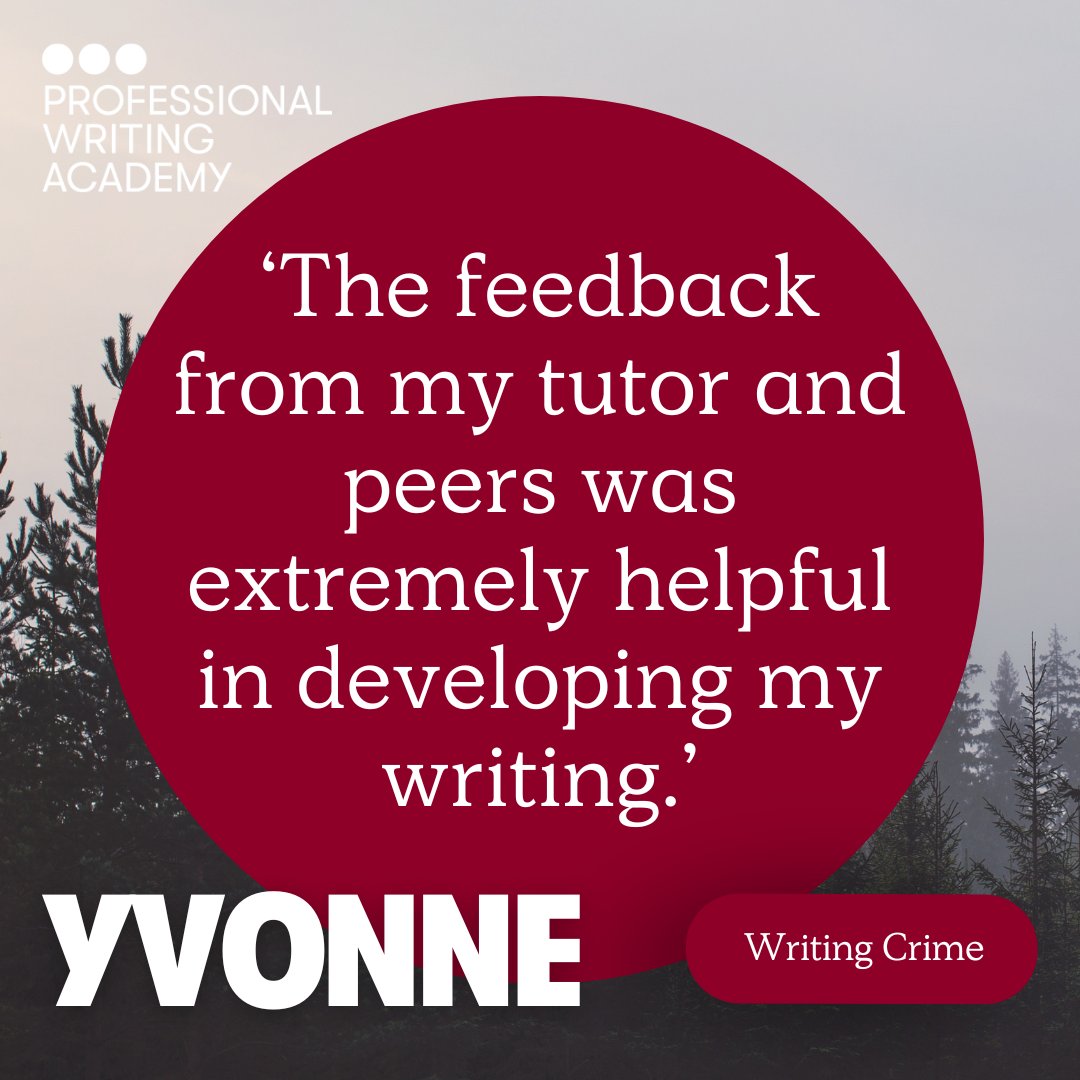 Profwriting's tweet image. Get away with the perfect crime.
Sharpen your plotting skills and finish your novel with confidence.
Get 20% off our 5-week, online Writing Crime Fiction course this weekend only.
zurl.co/OsH11