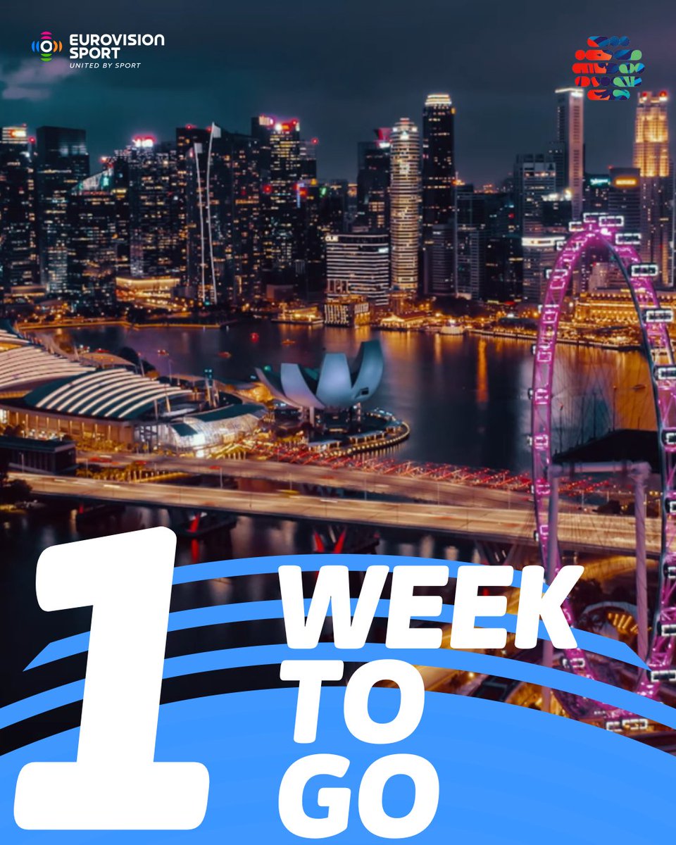 1 WEEK TO GO! ⏳

The countdown is on – in just 7 days, the world's best swimmers dive into action at the World Aquatics Championships in Singapore! 🏊‍♂️💦

Set your reminders: All the action streams live on Eurovision Sport. 🎥👇

#WorldAquatics #Singapore2025 #EurovisionSport