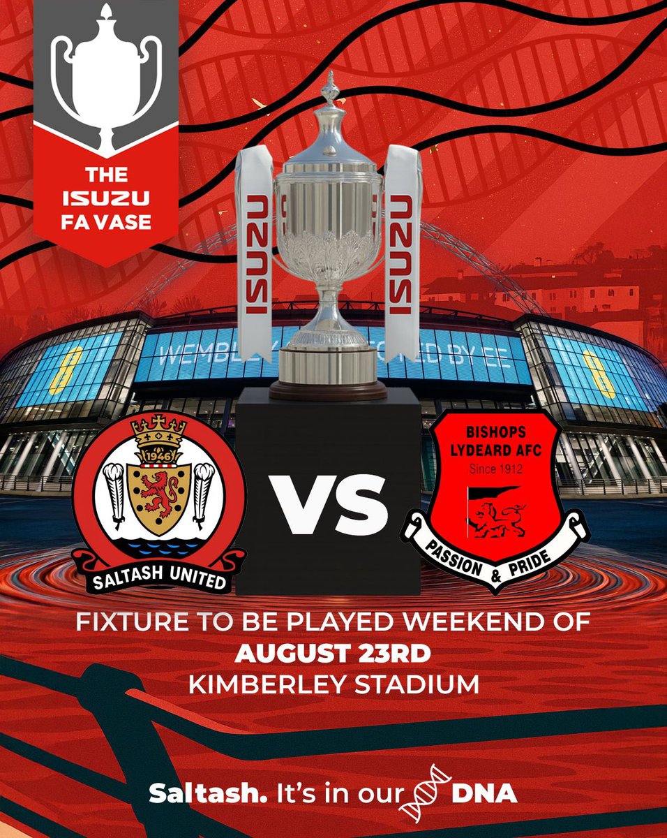 🏆 𝑻𝒉𝒆 𝑭𝑨 𝑽𝒂𝒔𝒆.

Grassroots glory. That Wembley dream.

It starts with Bishops Lydeard (H).

#FAVase | #Ashes | #Saltash