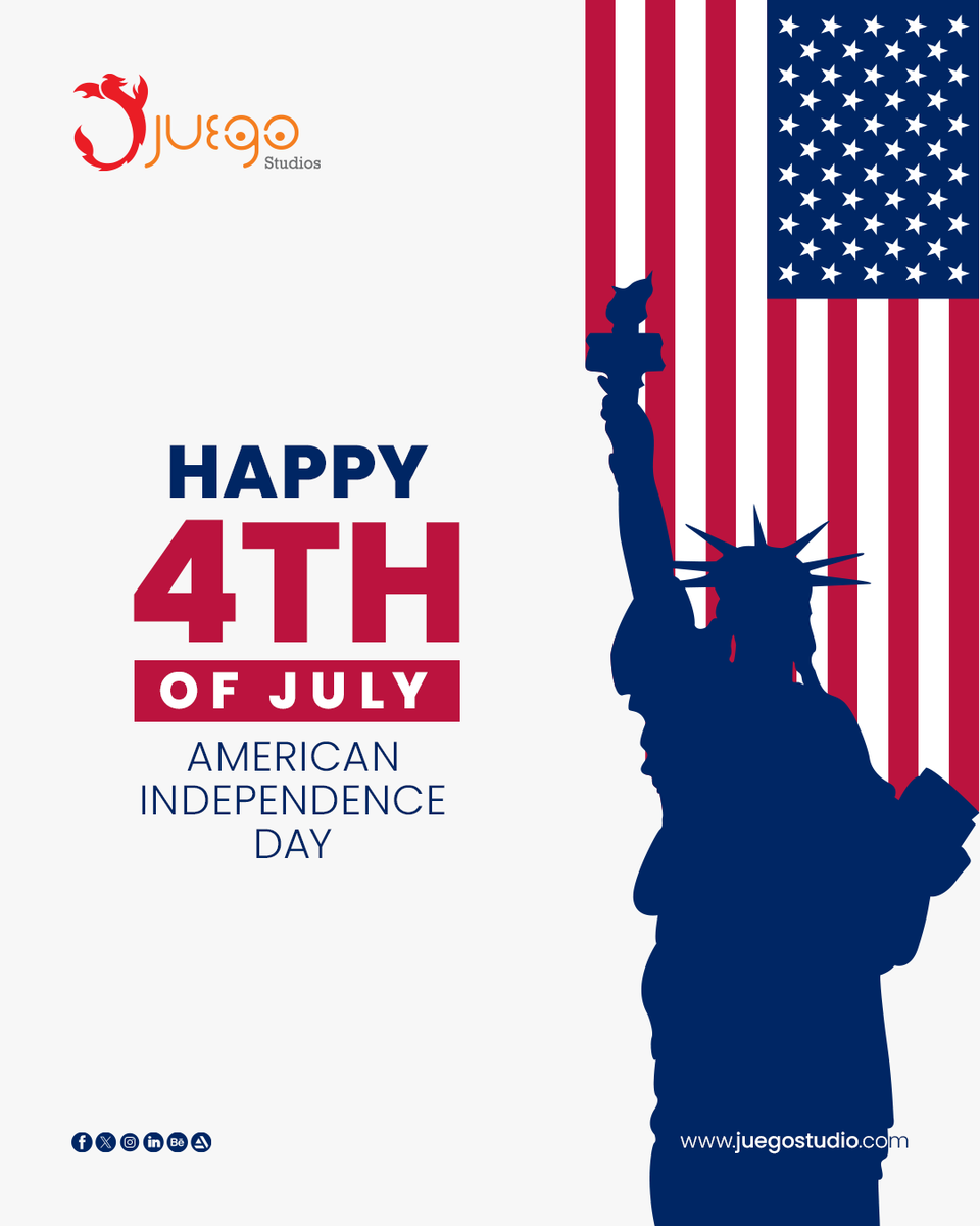 Wishing you a day filled with celebration, freedom, and inspiration.

From all of us at Juego Studios — Happy 4th of July!

#IndependenceDay #4thOfJuly #GameDevExcellence #CreativeFreedom #JuegoStudios