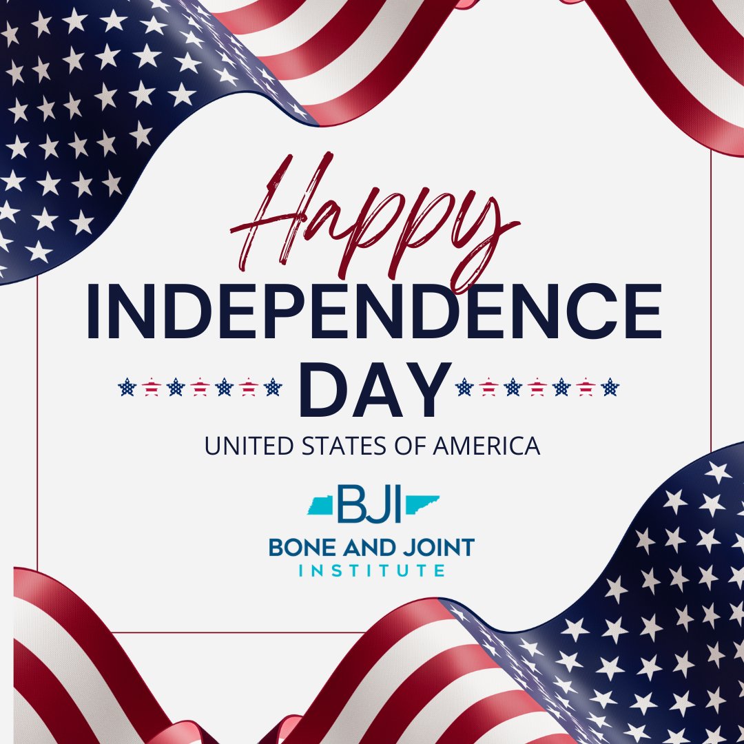 Happy Independence Day! 🎆
Today, we celebrate the freedom to live, move, and thrive. We’re grateful to serve a community that values health, service, and independence. All Bone and Joint Institute offices will be closed today, July 4 in observance of the holiday. ❤️🤍💙