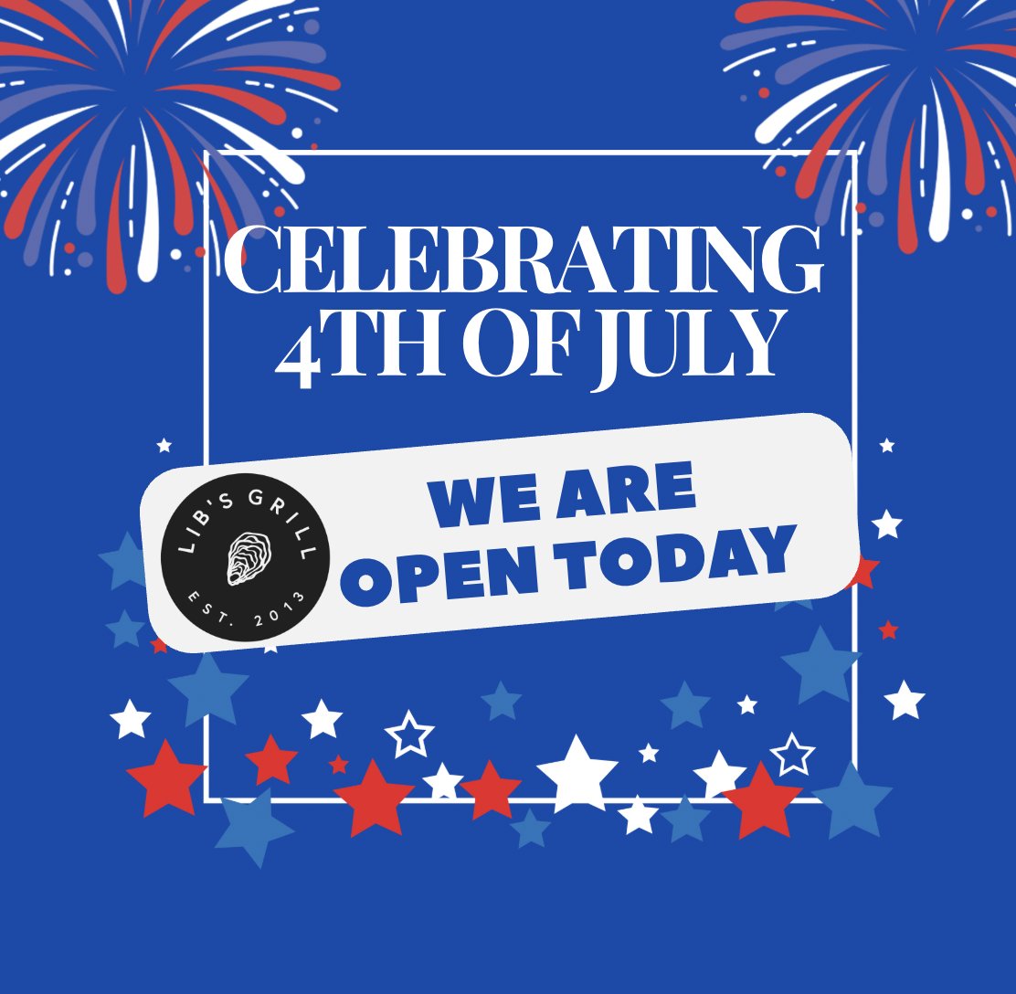 LibsGrillML's tweet image. 🎆 Happy 4th of July! 🇺🇸 Libs is OPEN today—come celebrate with us! Enjoy a delicious meal and a cold brew to make your holiday even better 🍔🍻 

#July4th #OpenForYou #CheersToFreedom #LibsGrill