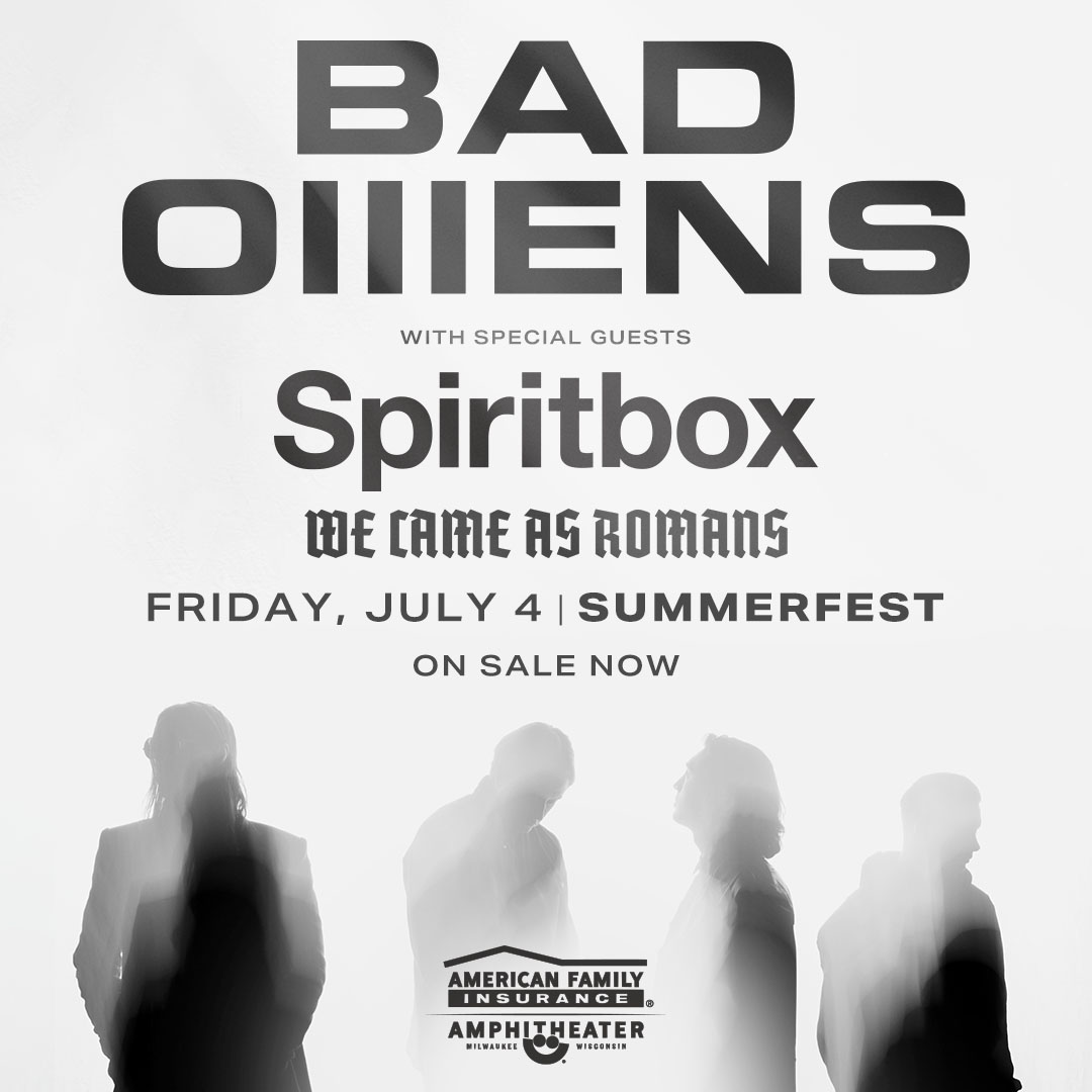 Summerfest's tweet image. Happy July 4th!🎆 Time to celebrate with live music & good times.🎉
Don't miss our American Family Insurance Amphitheater headliner, @badomenscult with @spiritboxband & @wecameasromans, tonight!✨
Bad Omens Tickets: ticketmaster.com/event/0700626E…
GA Tickets: store.summerfest.com/2025-summerfes…