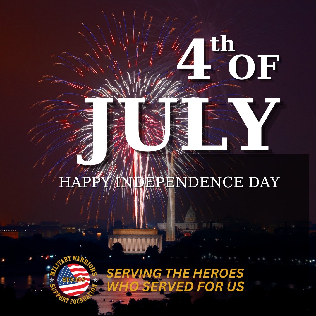 Wishing you a safe and joyful Fourth of July from all of us at Military Warriors Support Foundation. God bless America!  

#IndependenceDay #July4th #USA #CelebrateFreedom