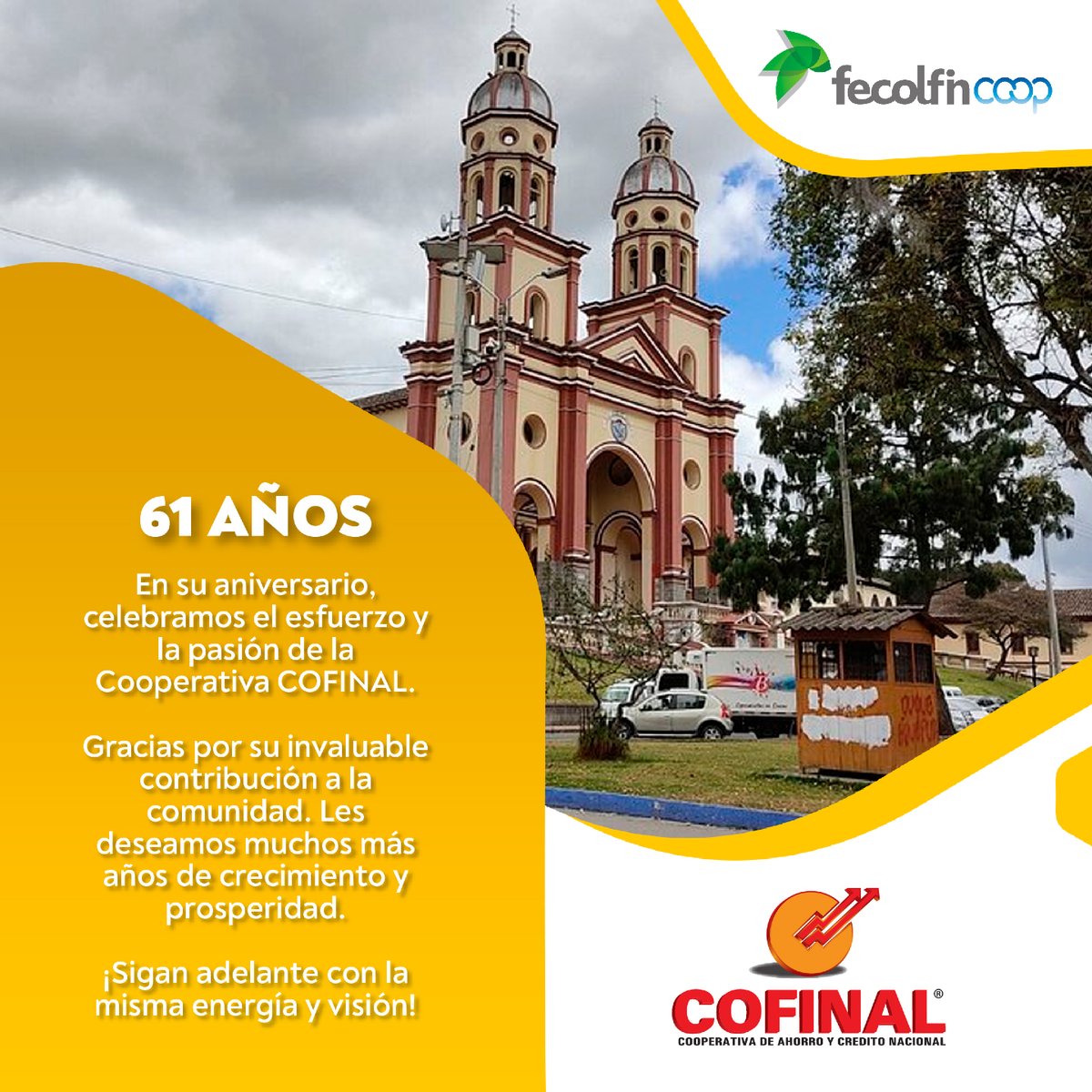 ¡Fecolfin felicita con gran emoción a la Cooperativa Cofinal! 🎉🤝✨ Reconocemos su destacado compromiso cooperativo, impulsando el desarrollo y la solidaridad en cada paso. Únete a nosotros para celebrar y rendir homenaje a esta cooperativa excepcional.