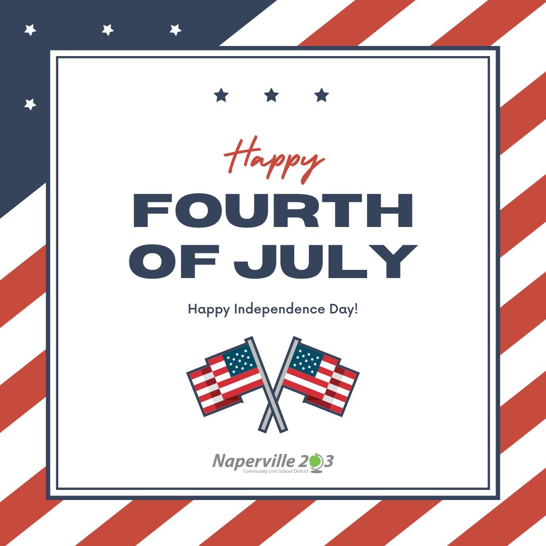 Naperville203's tweet image. 🇺🇸 Happy 4th of July! 
Wishing everyone a safe and joyful Independence Day filled with family, friends, and fireworks. Our offices are closed today in observance of the holiday. Enjoy celebrating! #Elevate203