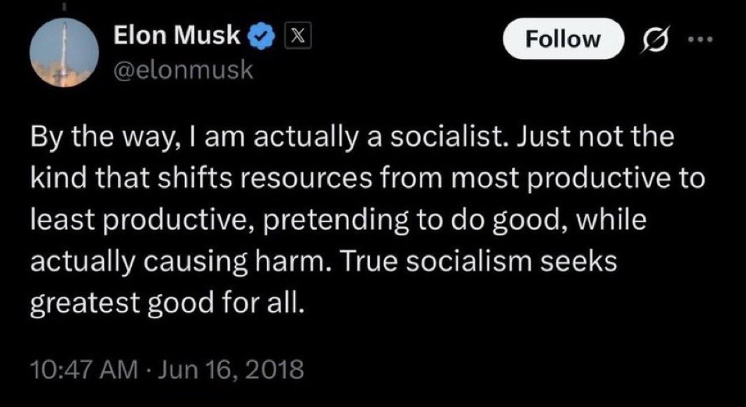 <a href="/elonmusk/">Elon Musk</a> Fuck your shitty socialist party.