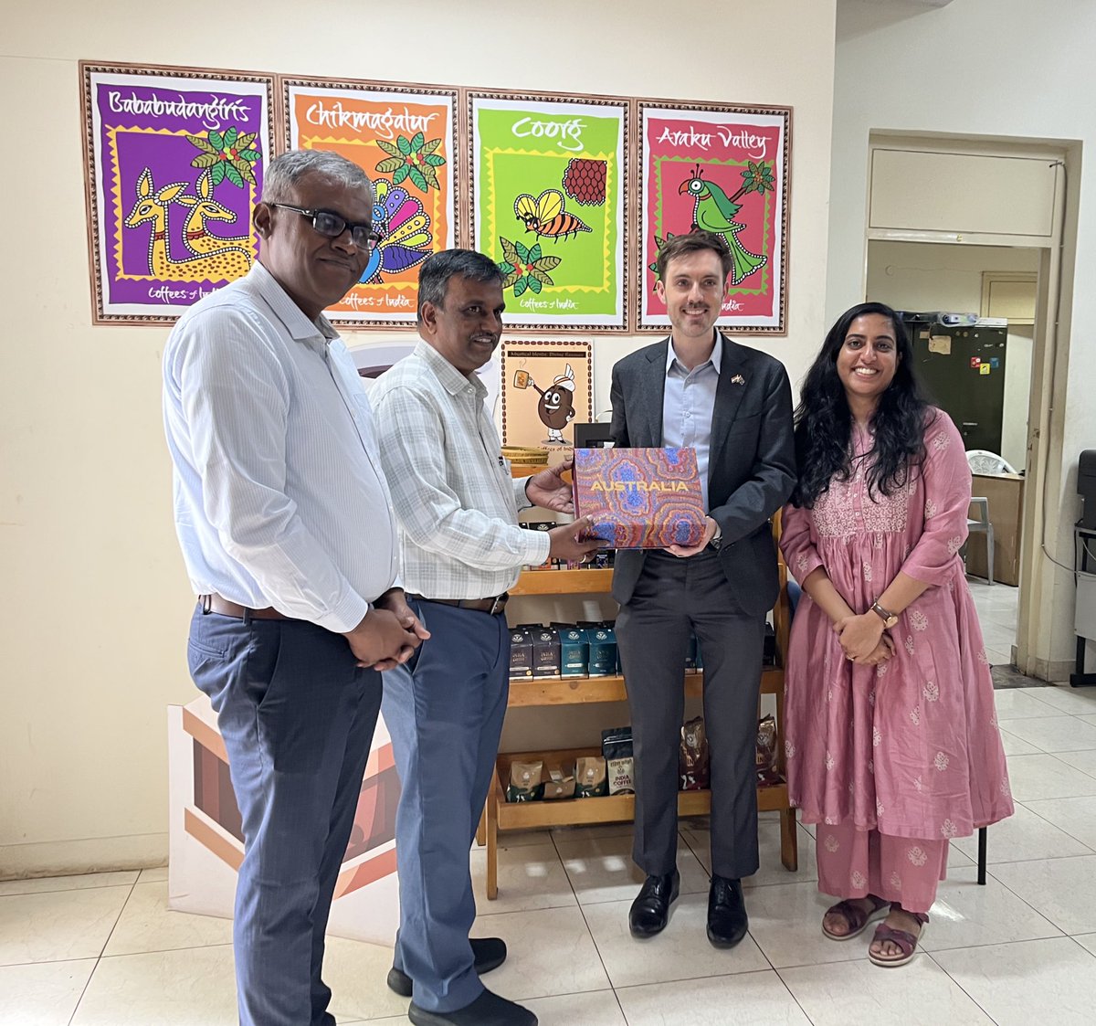 Aus Consulate Bengaluru (@auscgbengaluru) on Twitter photo Deputy CG Steven & PD Officer Steffi took a break from the daily grind to visit the <a href="/CoffeeboardI/">Coffee Board</a>. ๐ฎ๐ณ&๐ฆ๐บ have a longstanding agri trade & research relationship. Under #ECTA two-way agri trade is booming! #DYK ๐ฆ๐บ grows #coffee too - in northern New South Wales & Queensland. โ๏ธ๏ธ Deputy CG Steven & PD Officer Steffi took a break from the daily grind to visit the <a href="/CoffeeboardI/">Coffee Board</a>. ๐ฎ๐ณ&๐ฆ๐บ have a longstanding agri trade & research relationship. Under #ECTA two-way agri trade is booming! #DYK ๐ฆ๐บ grows #coffee too - in northern New South Wales & Queensland. โ๏ธ๏ธ