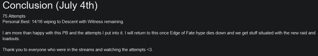 Mariomonkey123's tweet image. Added this bit to my Solo Raid Gauntlet Document. I am now going to focus on the DLC launch. Thank you to everyone who has shown support during the runs. I will return to this later stronger than ever ❤️
