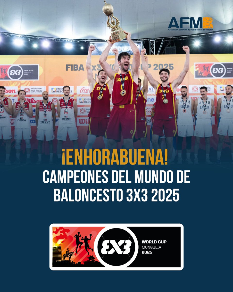 AEMB (@medicosbasket) on Twitter photo 🏀¡ENHORABUENA CAMPEONES!🏀
Felicitamos a los Campeones del Mundo de Baloncesto 3x3 2025.
👏🏽Extendemos la felicitación a los miembros del personal médico de la Selección, y miembros de la Asociación, <a href="/islandwalls/">...Elena Isla...</a>, @martapecastejon, Beti Orden y Emilio García-Prieto.🤗 🏀¡ENHORABUENA CAMPEONES!🏀
Felicitamos a los Campeones del Mundo de Baloncesto 3x3 2025.
👏🏽Extendemos la felicitación a los miembros del personal médico de la Selección, y miembros de la Asociación, <a href="/islandwalls/">...Elena Isla...</a>, @martapecastejon, Beti Orden y Emilio García-Prieto.🤗
