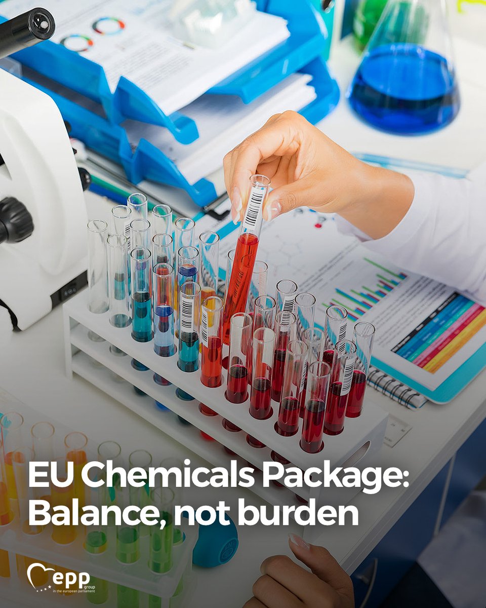 EPP Group (@eppgroup) on Twitter photo On Tuesday, the <a href="/EU_Commission/">European Commission</a> will unveil its #ChemicalsPackage.
MEP <a href="/peterliese/">Peter Liese MEP</a>: Many companies are ready to decarbonise, but they can’t handle tighter chemical rules on top. We urgently need smarter, simpler legislation - not more red tape.
epp.group/i1eyjh
#EPlenary On Tuesday, the <a href="/EU_Commission/">European Commission</a> will unveil its #ChemicalsPackage.
MEP <a href="/peterliese/">Peter Liese MEP</a>: Many companies are ready to decarbonise, but they can’t handle tighter chemical rules on top. We urgently need smarter, simpler legislation - not more red tape.
epp.group/i1eyjh
#EPlenary