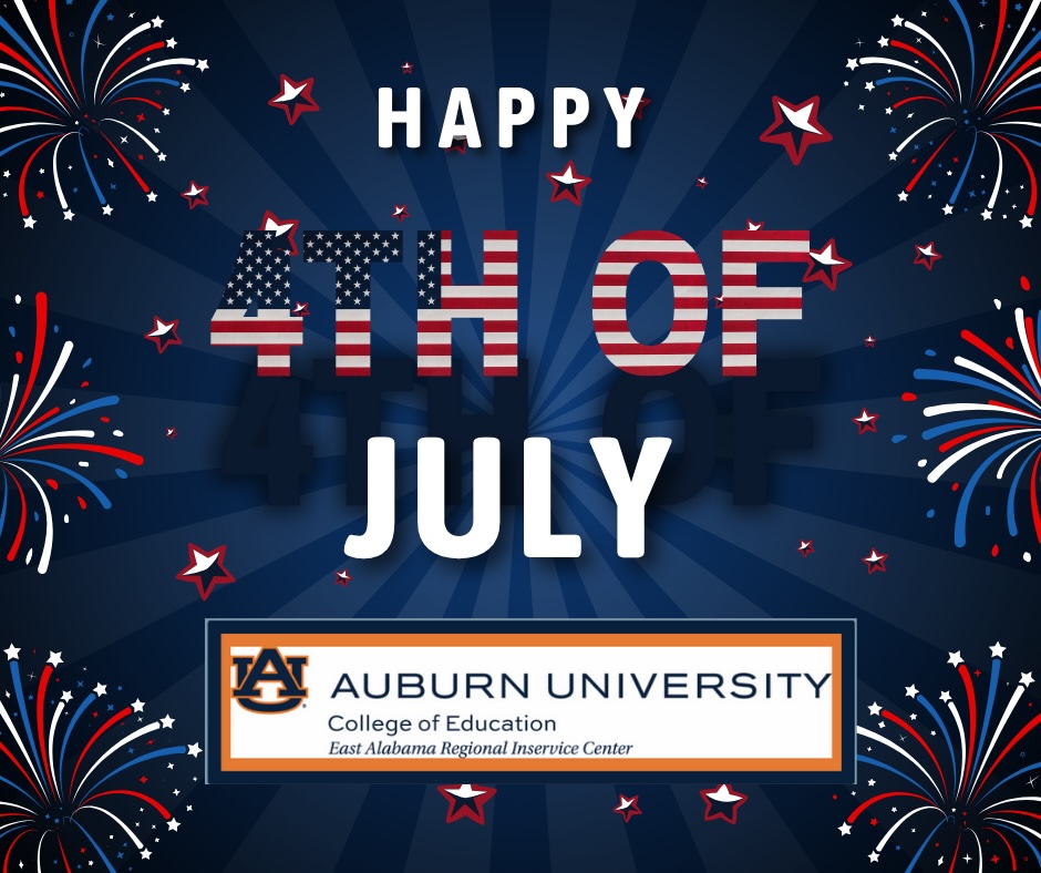 AUEARIC's tweet image. 🎆 Happy 4th of July from all of us at the East Alabama Regional Inservice Center! 🇺🇸
Today, we celebrate the freedom and shared purpose that make our country—and our schools—strong.