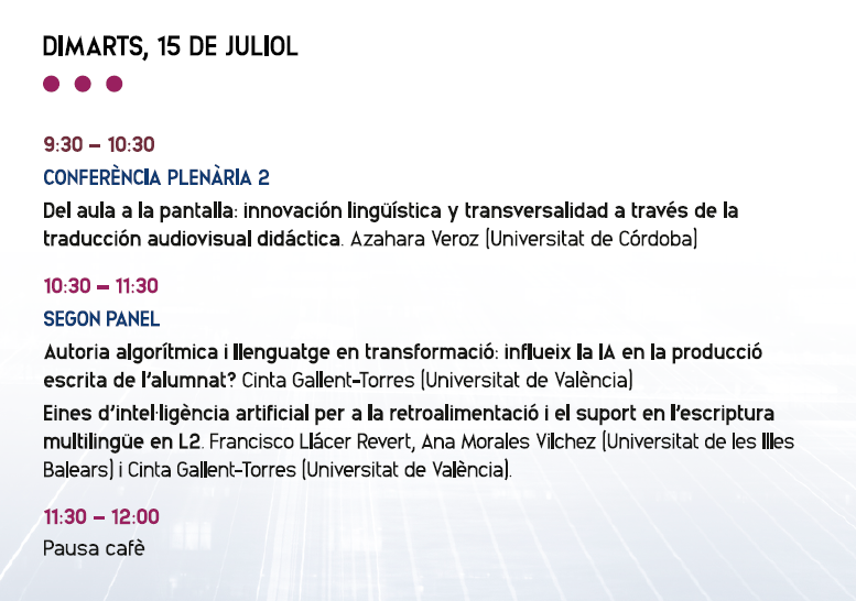 AzaharaVeroz's tweet photo. El 15/07 estaré hablando sobre traducción audiovisual didáctica dentro del Programa d’Alfabetització Mediàtica i Audiovisual organizado por la @UV_EG 📺📚 ¡Os espero!
#TAD #TraducciónAudiovisual #Lenguasextranjeras #FLE https://t.co/58iZkGUfwj