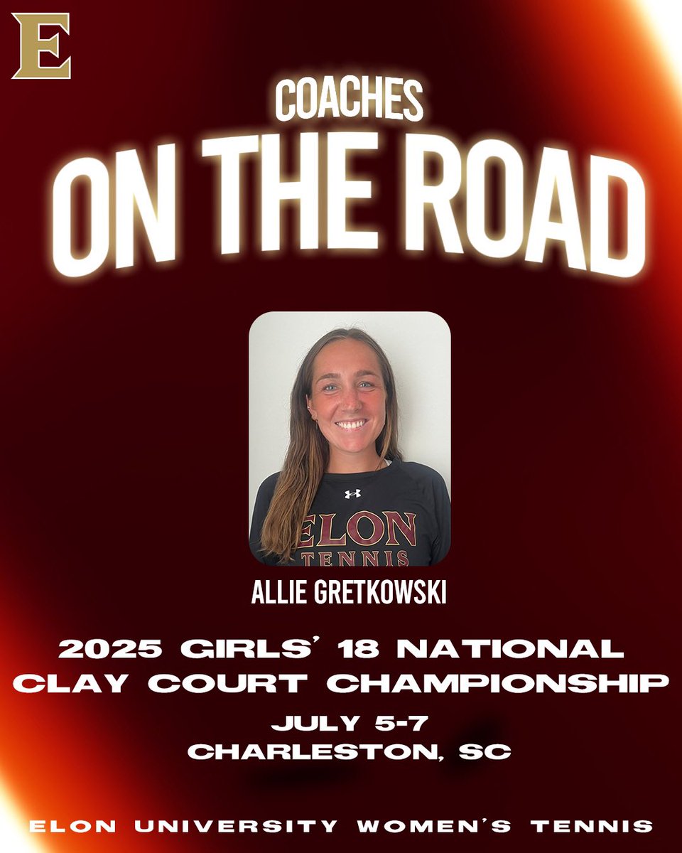 ElonWTennis's tweet image. Coach Gretkowski is on the road this weekend in Charleston at the @usta Girls’ 18 National Clay Court Championship! 🚐
#PhoenixRising | #EUWT