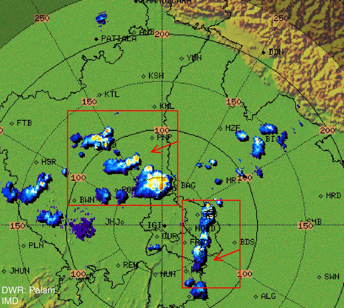 indiametsky's tweet image. Nowcast-2
Atleast 50% areas of Delhi &amp;amp; NCR have gotten good rains in past few hours and now parts of NorthWest-North Delhi, #Sonipat, #Rohtak, #Jind, #Gohana and East side #Ghaziabad, #Noida, #GreaterNoida, #Faridabad and outer East Delhi will get passing moderate to heavy rains…