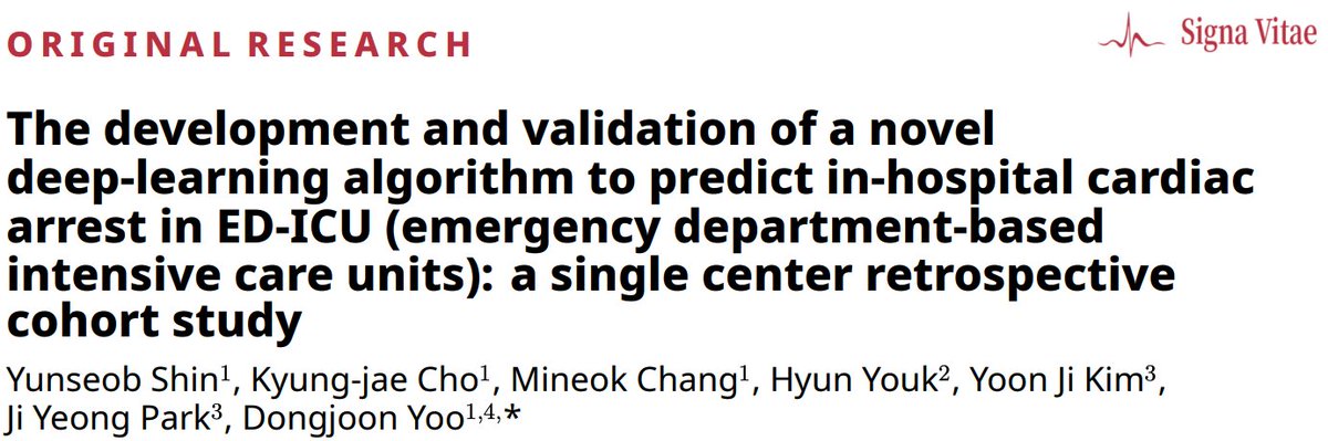 MRE_signavitae's tweet image. 🚨Can we predict in-hospital cardiac arrest before it happens?

🤖A new #deeplearning model (Deep-ICU CMS) outperforms conventional scores with predictions 24h in advance using just 4 parameters

❓Is this going to be implemented in future?

Full article: signavitae.com/articles/10.22…