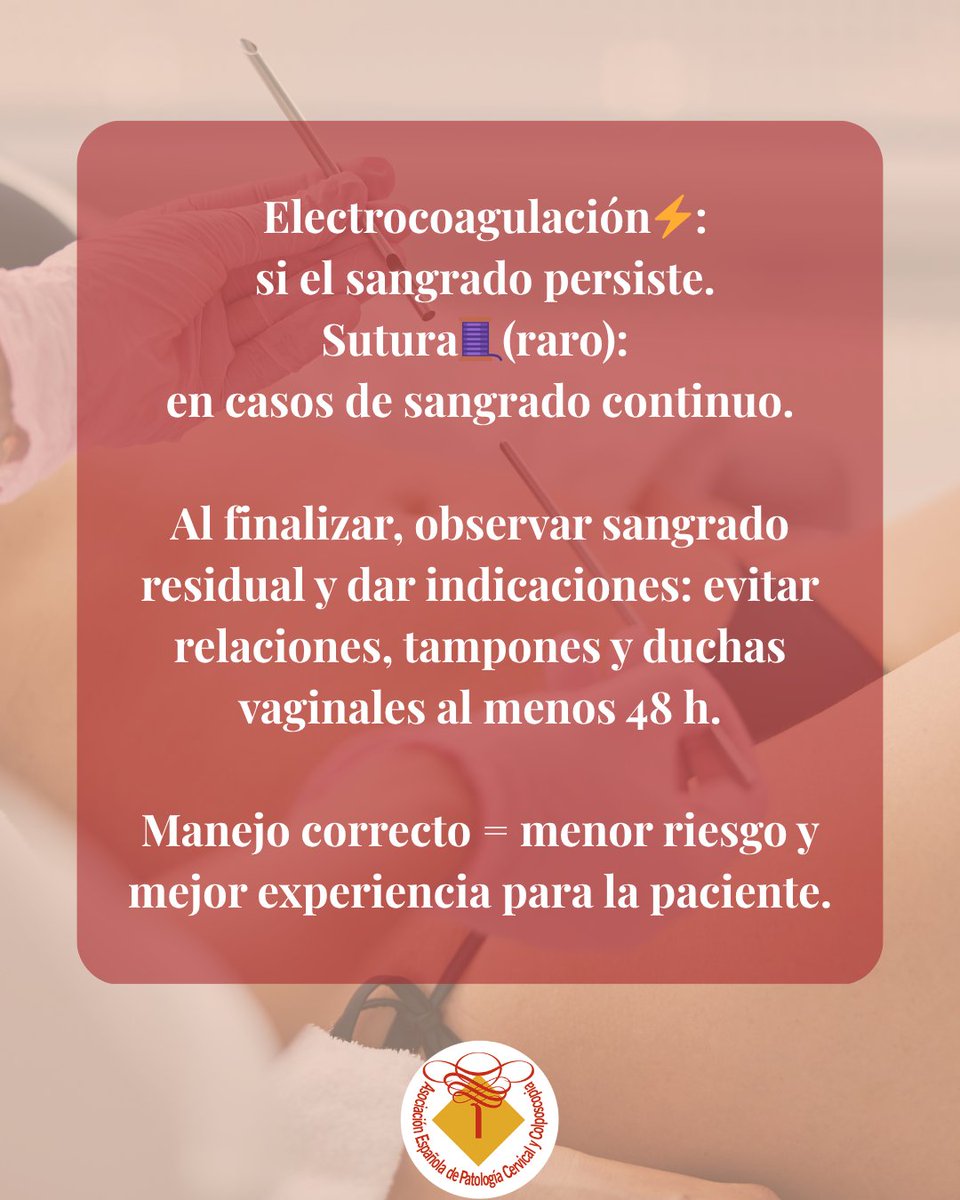 💬 Control del sangrado post-biopsia cervical

Un paso importante tras una intervención frecuente.

🩺 En el post repasamos aspectos clave para un manejo adecuado.

#Biopsia #AEPCC #Ginecología