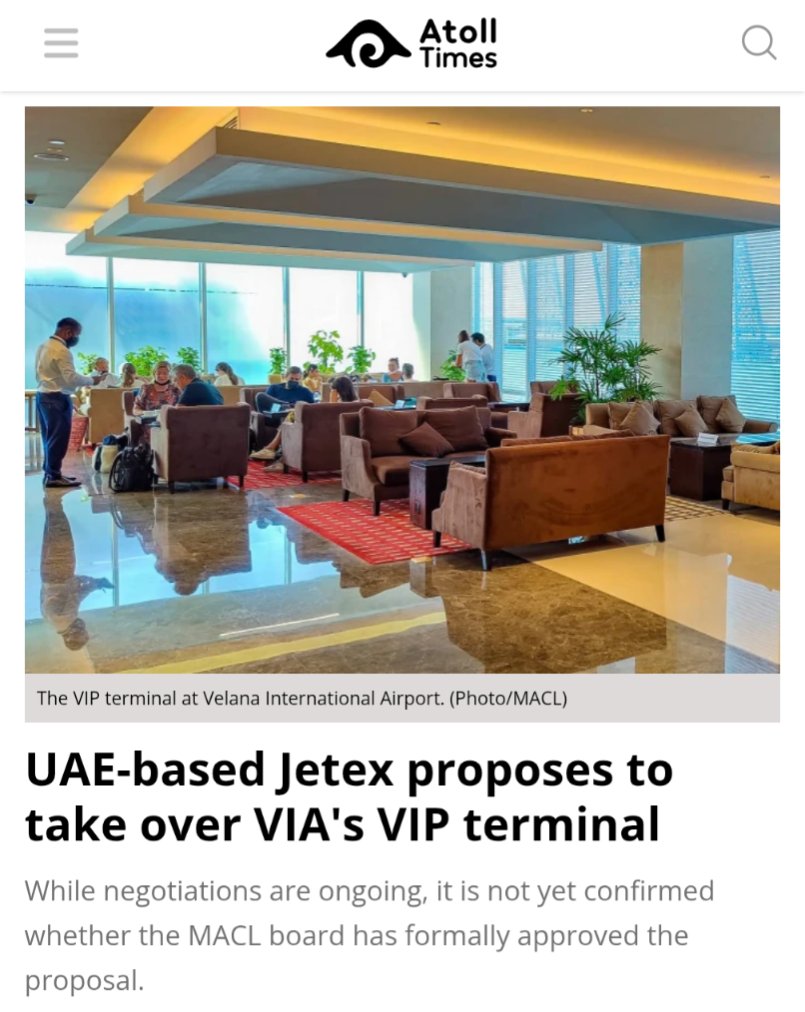 Income generated from jet services and the CIP/VIP terminal are a substantial portion of VIA's revenue. <a href="/VelanaAirport/">Velana Airport</a> must provide a clear explanation as to why this sector of VIA needs to be leased to a third party. Total investment for the 25-year <a href="/jetex/">Jetex</a> deal is $25M. I