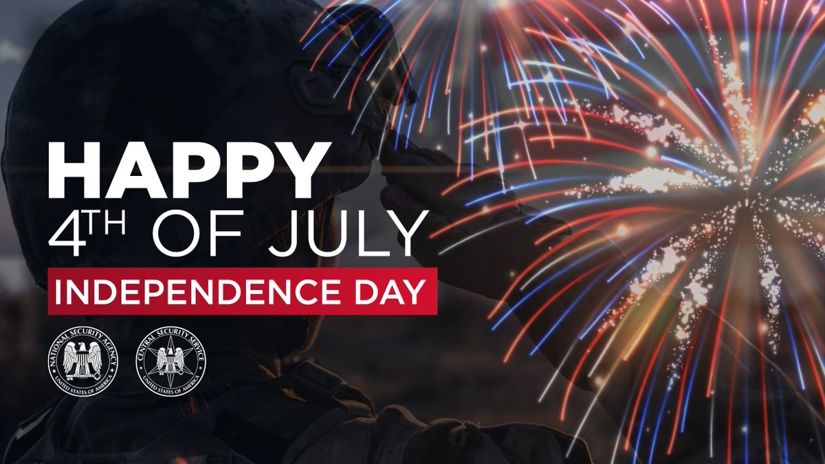 NSAGov's tweet image. This #IndependenceDay, we celebrate the freedoms and democratic values penned in the opening paragraphs of the Declaration of Independence 249 years ago. Here at NSA, we’re dedicated to affirming those values with unwavering integrity in defense of our great nation.
