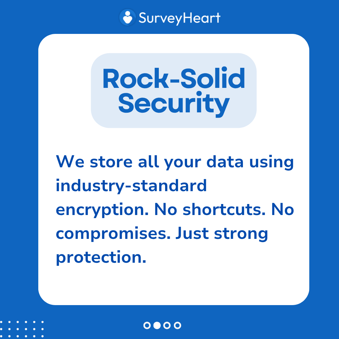 surveyheartapp's tweet image. Worried about your data? Don’t be.
SurveyHeart keeps it safe, private, and 100% yours. 
Swipe to see how we protect what matters!
#surveyheart #FormBuilder #formsapp #onlineforms #onlinequizzes #onilneformcreationtool #SurveyHeart #SecureByDesign #PrivacyFirst