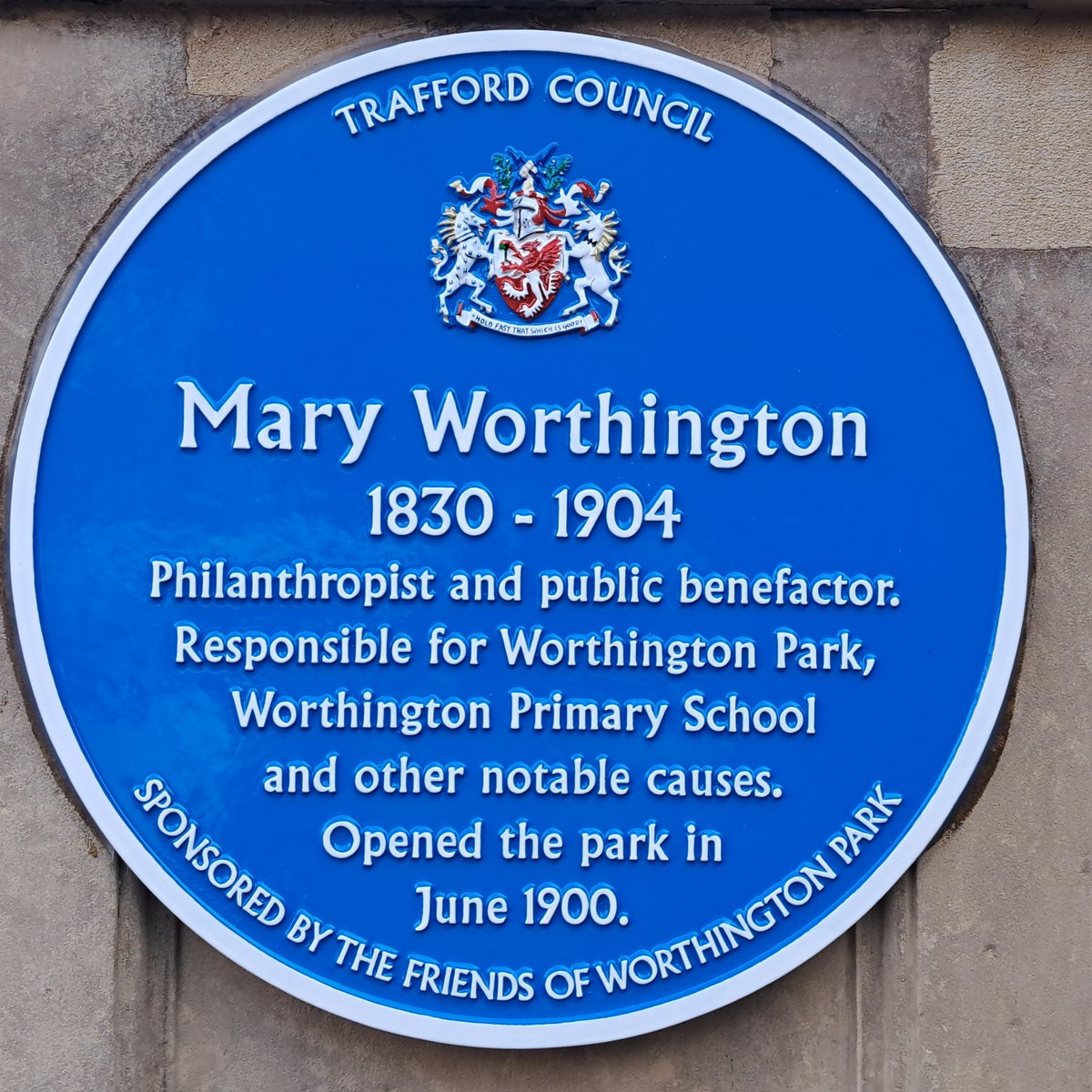 TraffordArchive's tweet image. This week we proudly unveiled our newest blue plaque
which honors Mary Worthington (1830-1905), the remarkable philanthropist behind Worthington Park, Worthington Primary School, and many other notable causes. tinyurl.com/5n8h6uw9
#worthingtonpark #blueplaque #sale #salemoor