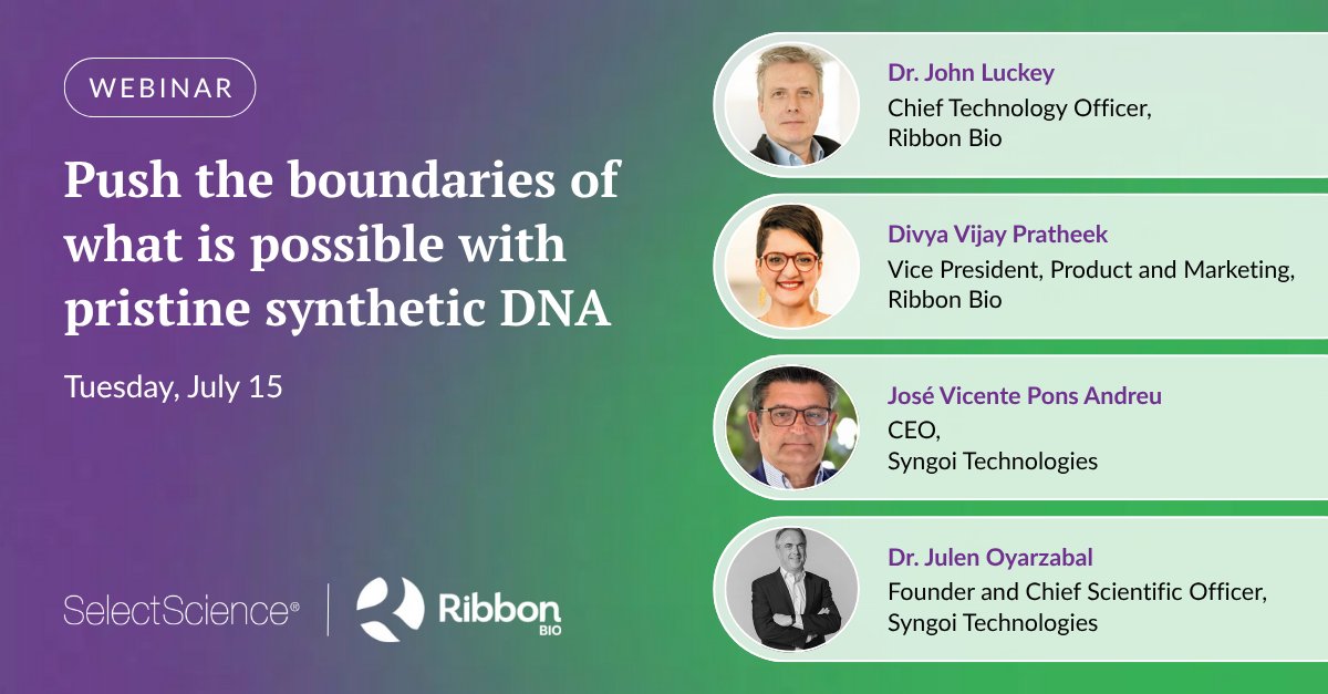 Join us for a free webinar with experts from Ribbon Bio and Syngoi Technologies as they discuss the breakthroughs that make DNA synthesis faster, more innovative, and more scalable than ever before.  

👉 Register now: eu1.hubs.ly/H0lwc9R0
