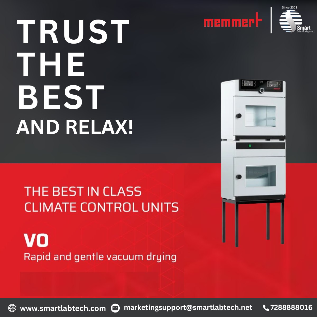SmartLabTech2's tweet image. Smart Labtech leading supplier of Memmert - an innovation leader in the development of heating ovens, incubators, climate chambers as well as water baths & oil baths for a wide range of applications in biological, pharmaceutical, food research & industrial quality testing.