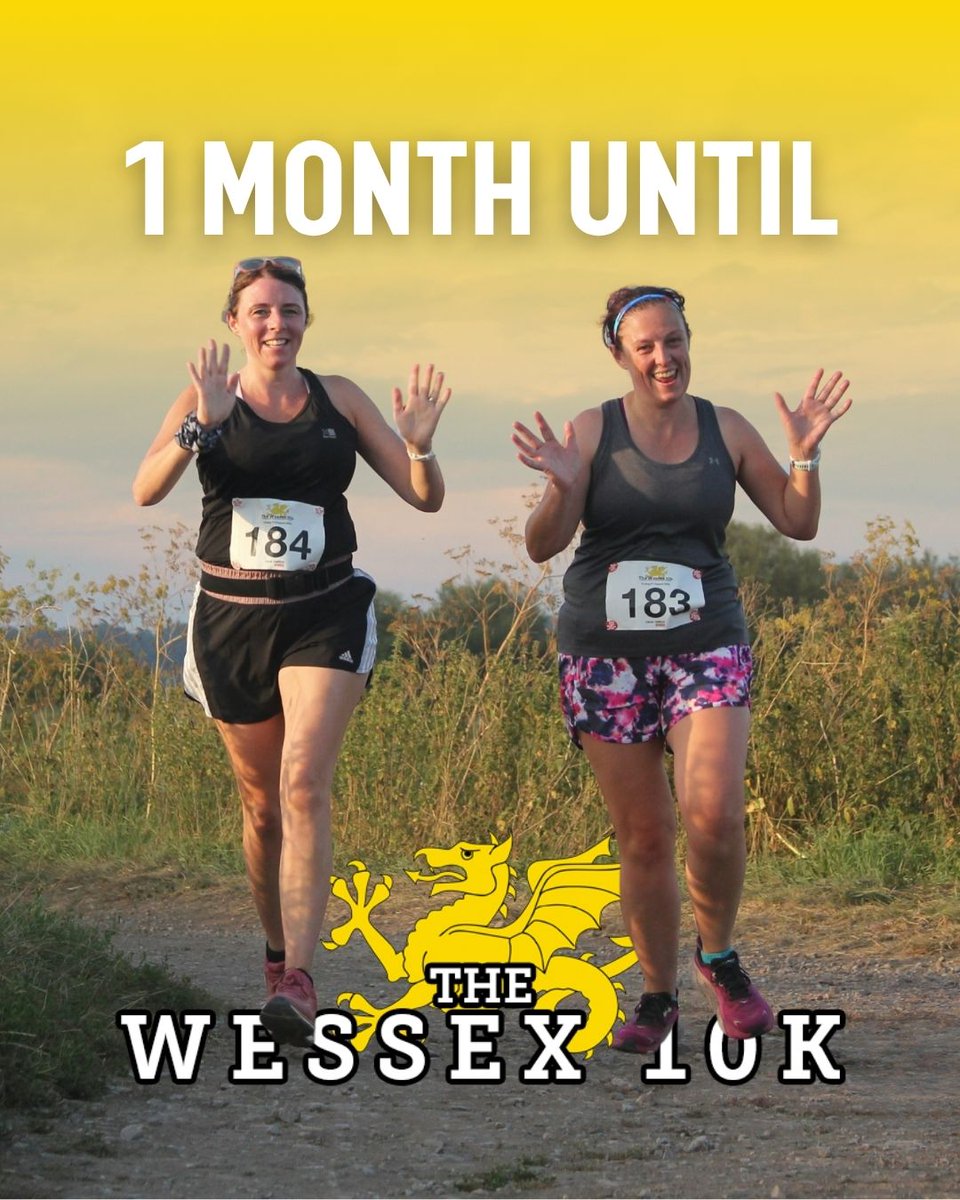 One month to go 'til the Wessex 10K! 🐲🏃‍♀️🏃🏼‍♂️

A summer's evening run with rolling hills, peaceful droves, &amp; Somerset scenery...

If that wasn't tempting enough, the Sports Club bar opens after for a well-earned pint. 🍻 Whose in?! 

7pm Friday August 1st👉wessex10k.com