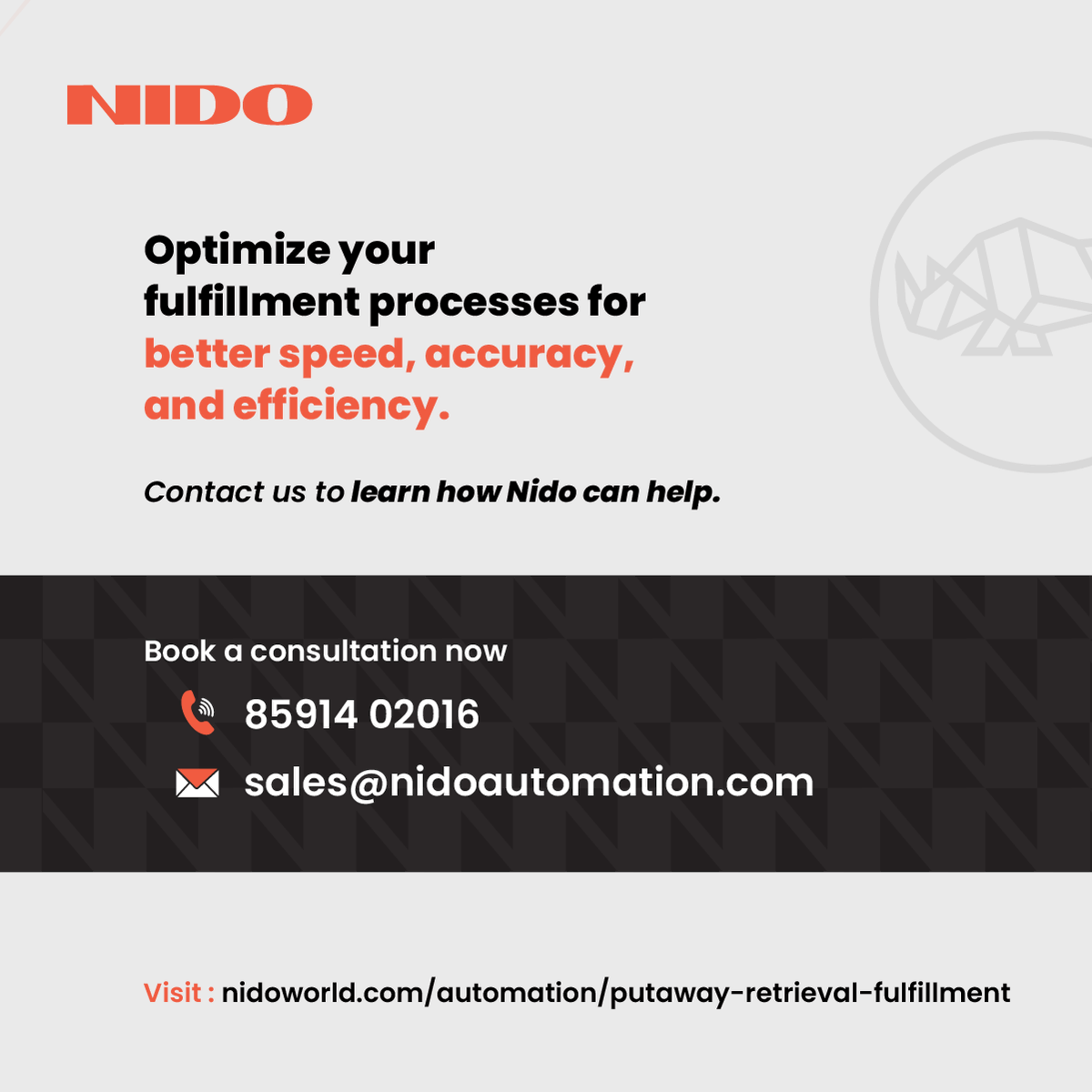 nidomachineries's tweet photo. Slow fulfillment? Rising labor costs?
Optimize your warehouse with Nido’s automation —
✅ 60% faster picking
✅ 99% order accuracy
✅ 40% labor savings
✅ 2x throughput
📞 85914 02016 | ✉️ sales@nidoautomation.com
🔗 Book a consult: https://t.co/vP7LsOcZf5 https://t.co/fYZj5QxOPz